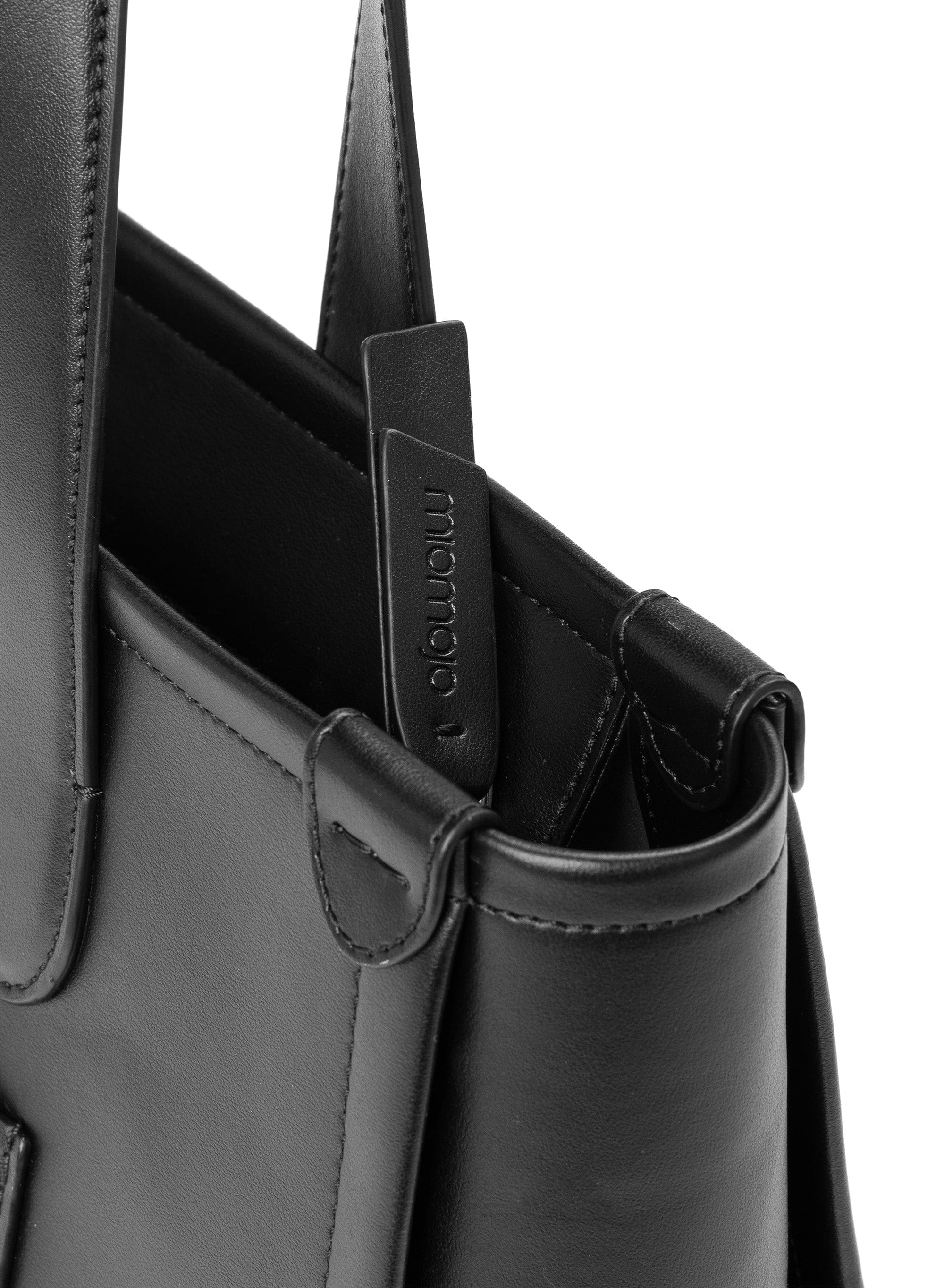 Alma L Vegan Leather Tote Bag for Women | Black | Eco-Friendly Apple Leather Handbag | Perfect for Work, Travel & Everyday Use