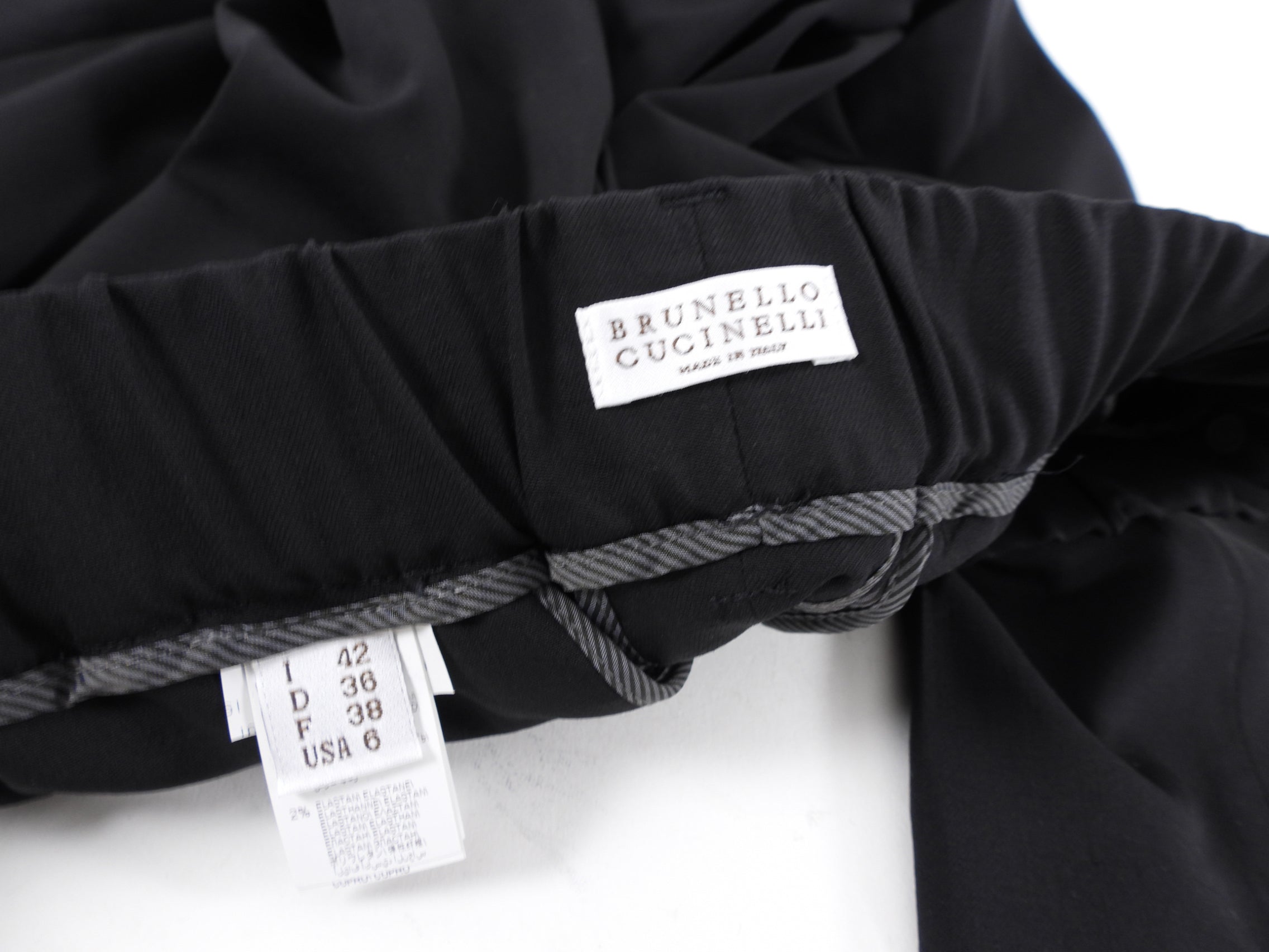 Brunello Cucinelli Black Wool Pants for Women with Copper Monili Bead Trim - Size S (4/6) | Elegant Office Wear & Evening Cocktail Attire