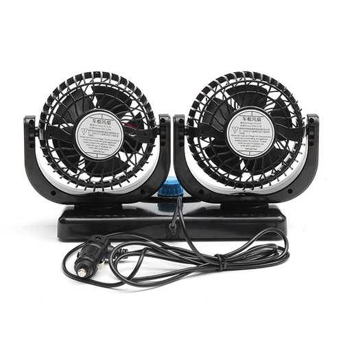 12V Dual Head Car Fan - 360 Degree Rotatable Portable Vehicle Cooling Fan for Truck, SUV & RV - Perfect for Summer Road Trips & Camping