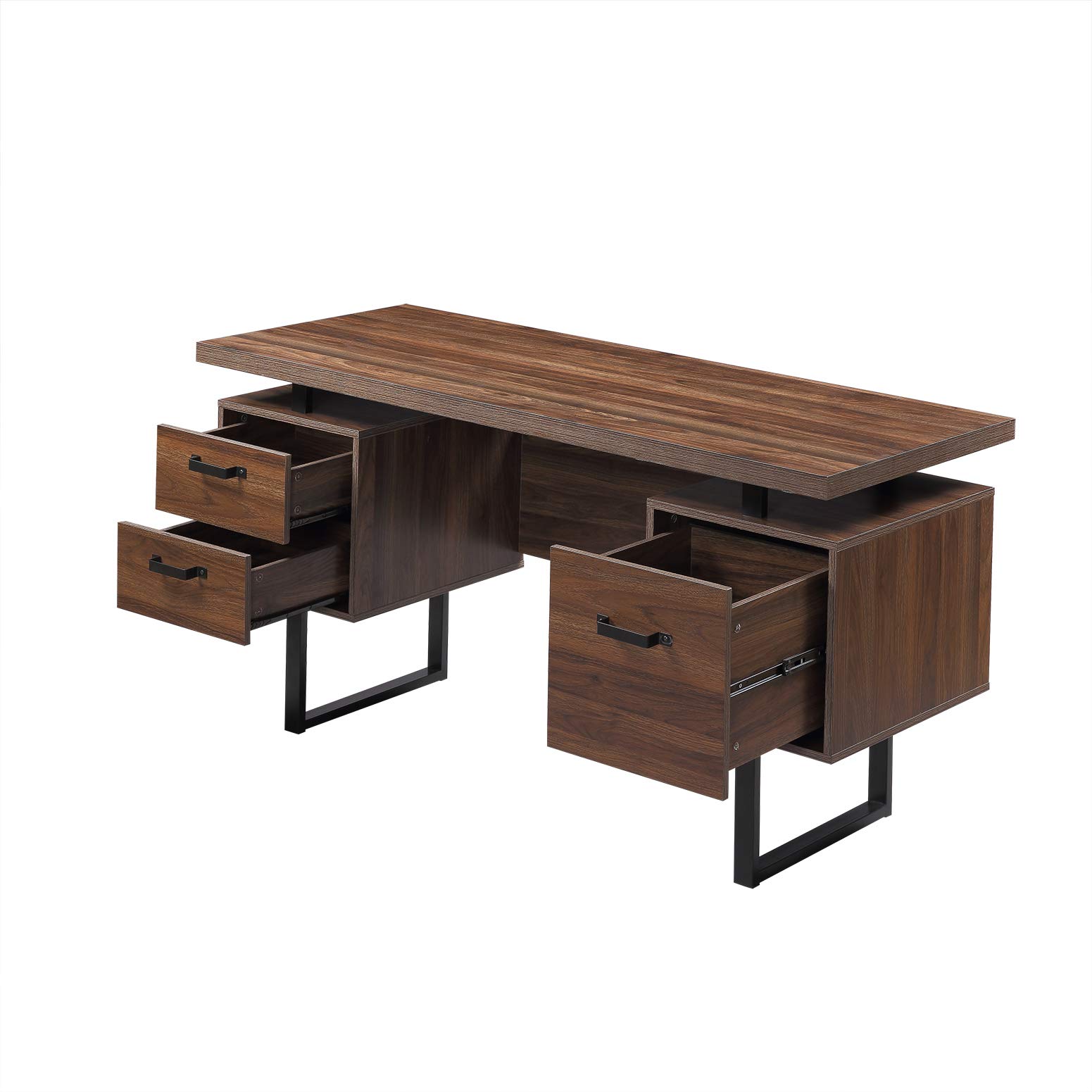 Modern Home Office Desk with Drawers - Ergonomic Writing Study Table for Small Spaces, Work from Home & Remote Learning - Stylish Wooden Computer Desk for Bedroom, Apartment or Dorm Room