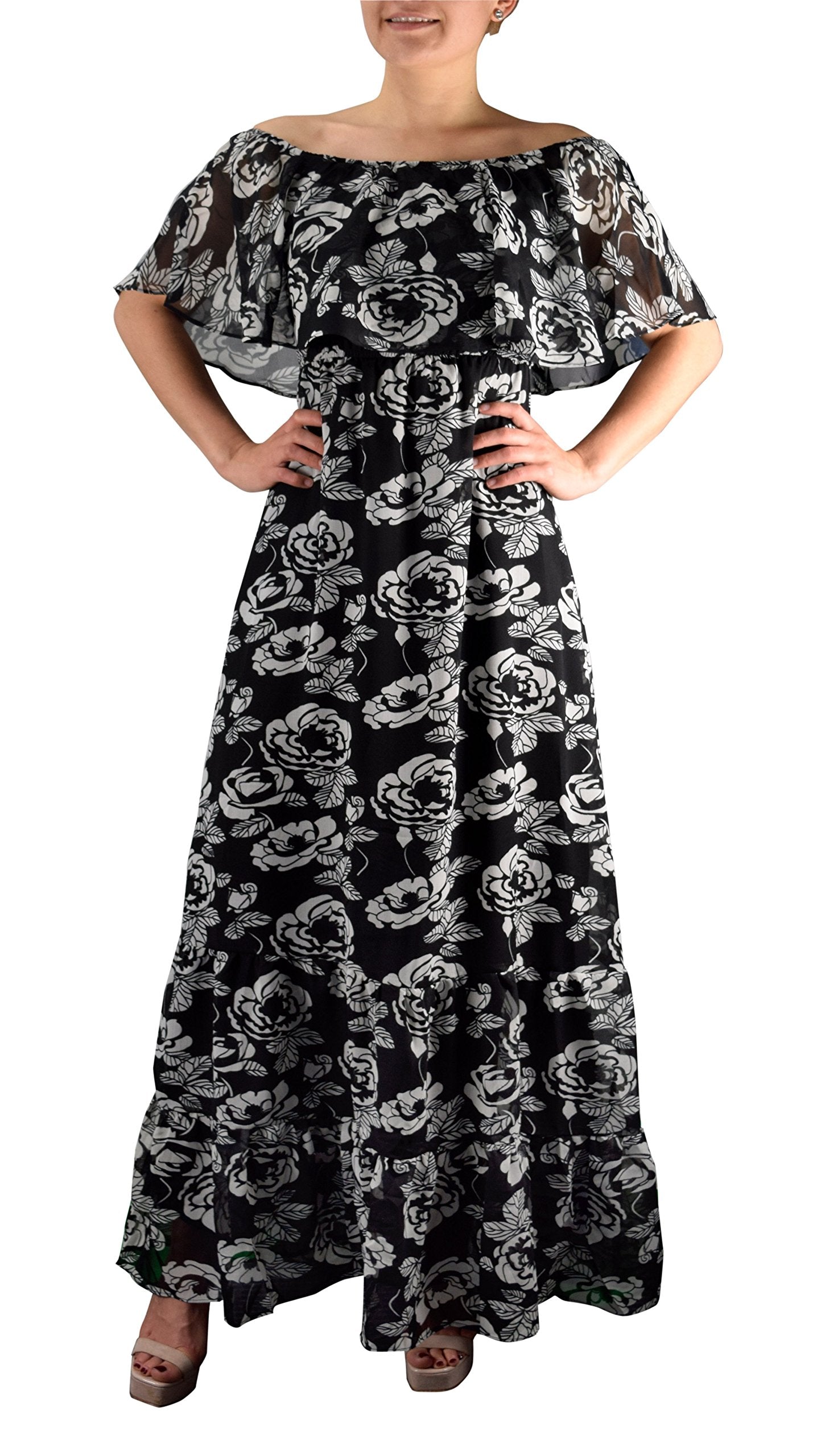 Women's Bohemian Floral Maxi Dress - Vintage Summer Long Dress for Beach, Music Festivals & Casual Outings