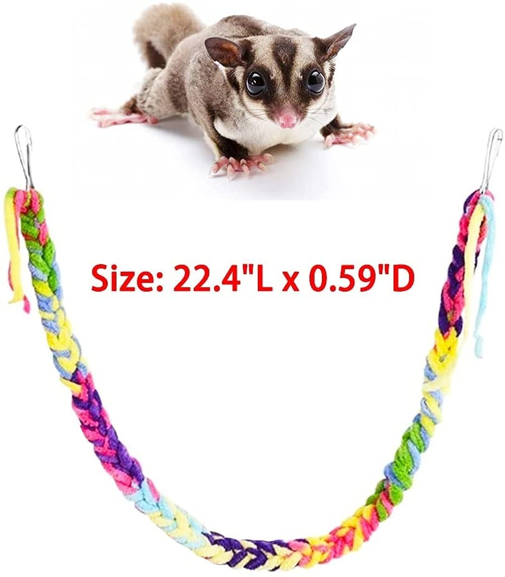 8 Pack Colorful Cotton Rope Climbing Swing Toy for Sugar Gliders, Squirrels, Hamsters, Birds & Parrots - Cage Accessories, Small Animal Hanging Perch - Perfect for Playtime, Exercise & Cage Enrichment