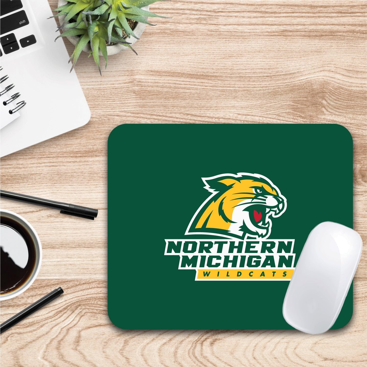 Premium Non-Slip Mouse Pad with Northern Michigan University Logo - Classic Green Fabric Gaming & Office Desk Mat for Computer, Laptop, Workstation (Home, Office, Gaming Setup Accessory)