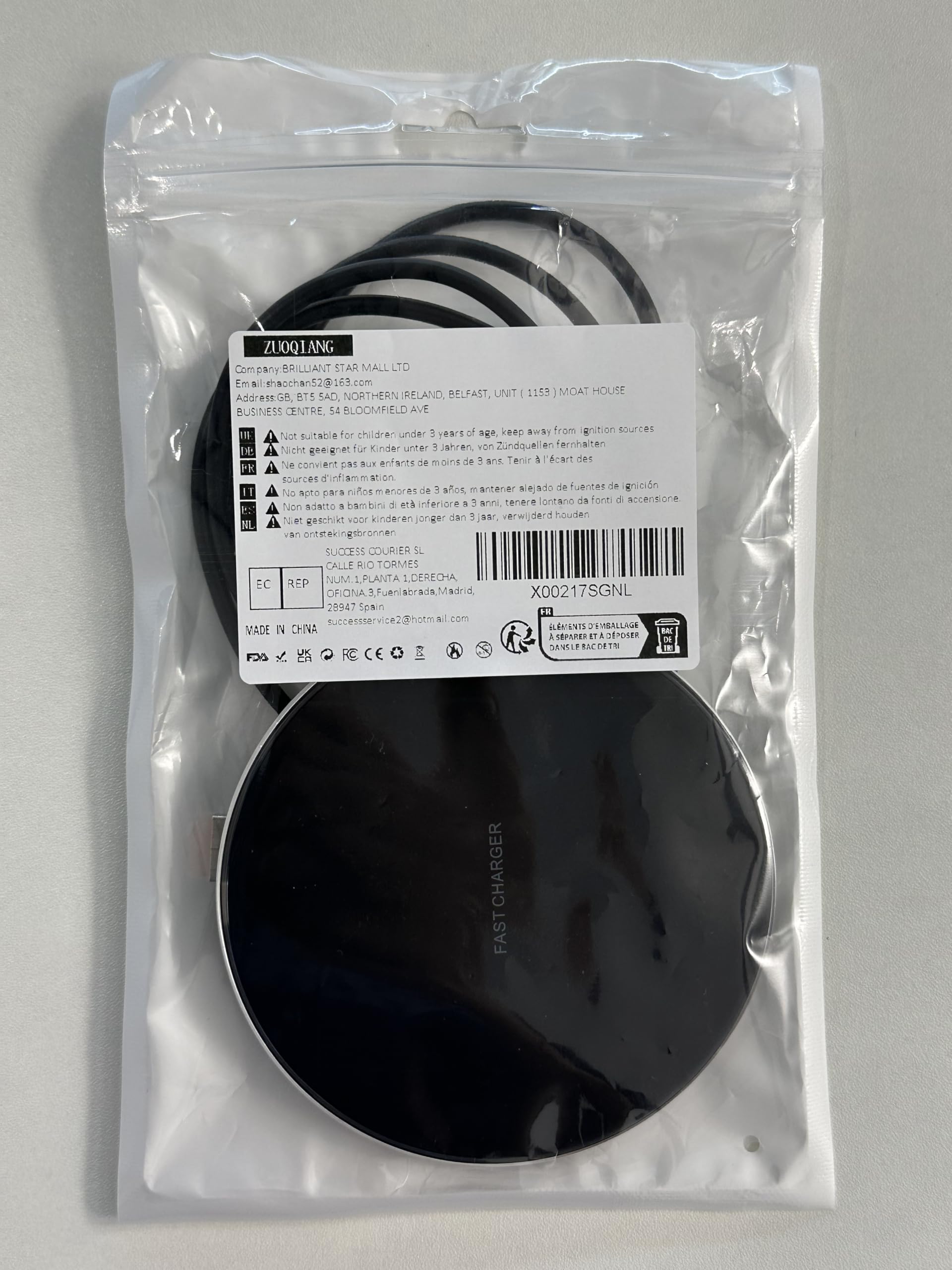ZUOQIANG 15W Fast Wireless Charger Pad - Compatible with iPhone 14/13/12/11/Pro Max/XR/X/Plus & Samsung Galaxy S23/S22/S21 - Qi Certified Wireless Charging Station for Bedside, Office & Car (Black)