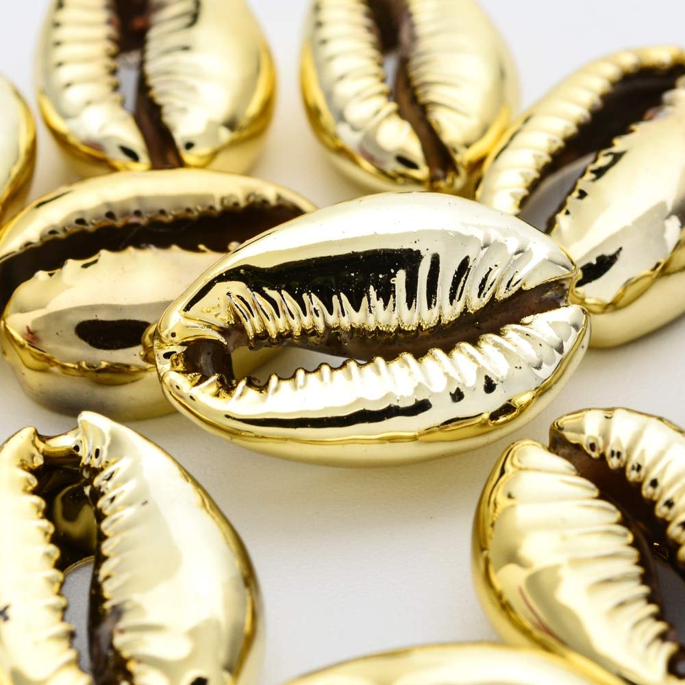 Natural Shell Loose Beads & Silver Shell Charms - 10pc Gold Color DIY Jewelry Making Supplies for Bracelets, Necklaces & Crafts | Perfect for Boho, Beach & Handmade Jewelry Designs