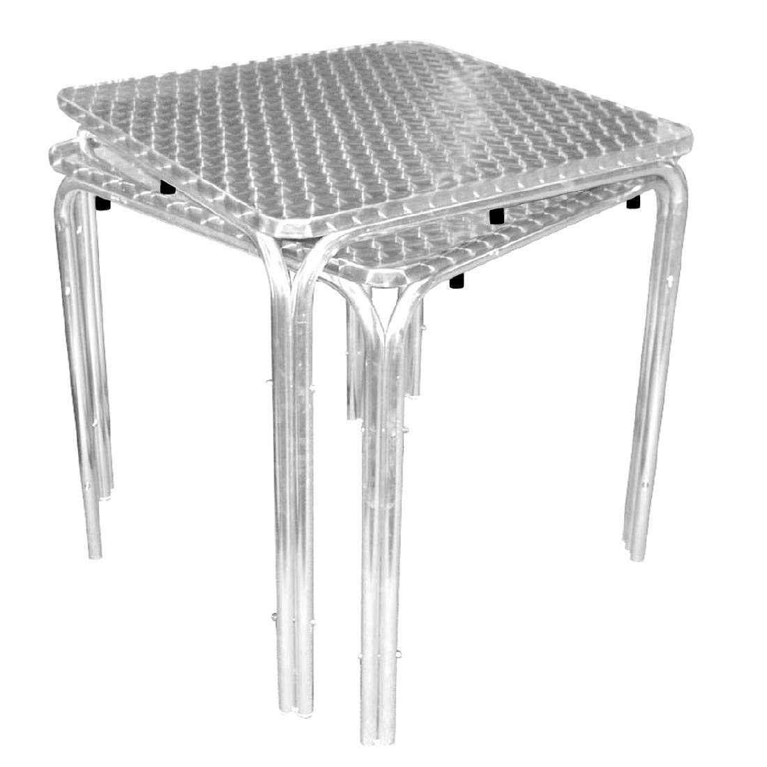 Square Stacking Table - 700mm Stainless Steel Top - Durable & Space-Saving - Perfect for Outdoor Patio, Restaurant, or Small Space Dining