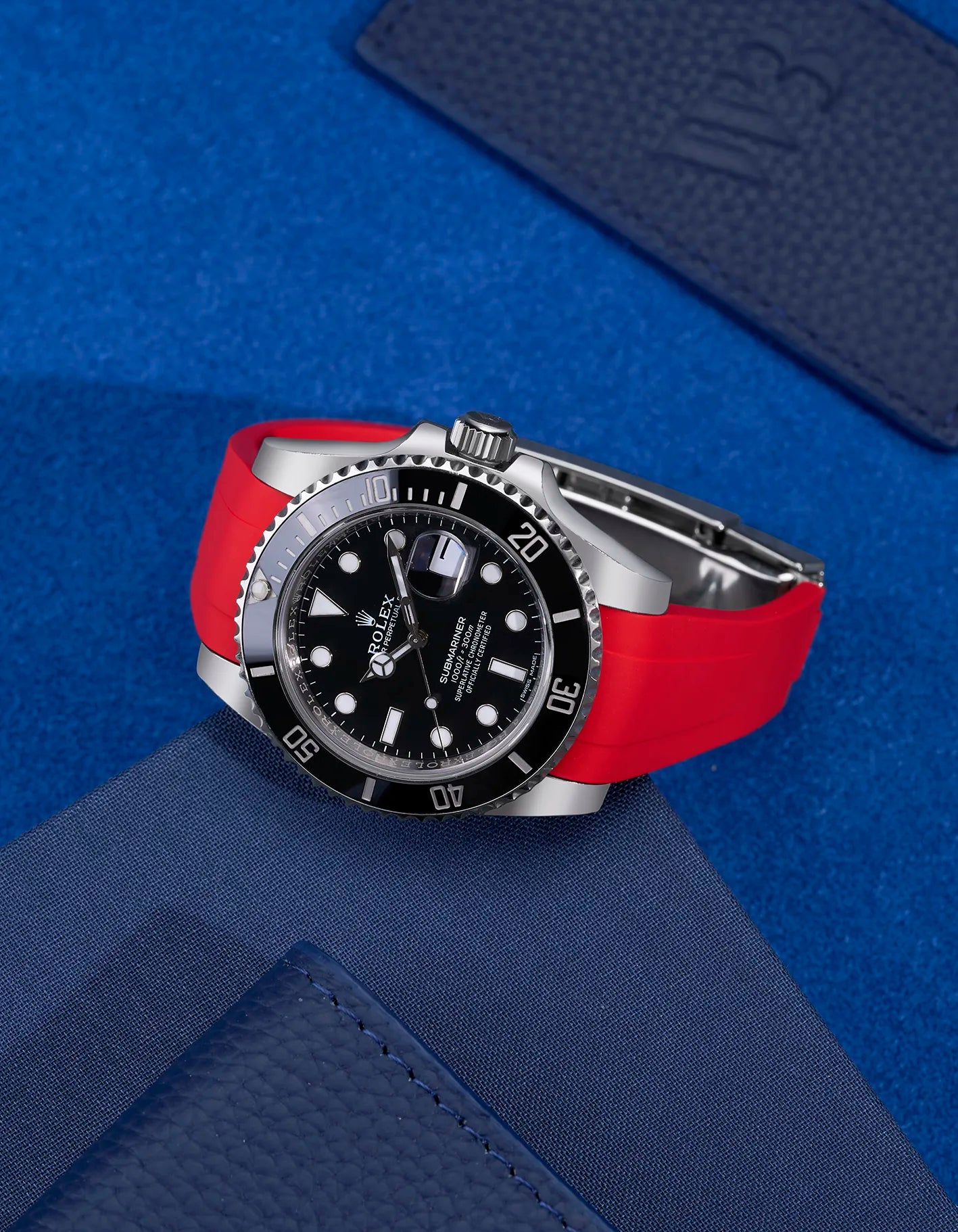 Premium FKM Rubber Watch Band with Original Clasp for Rolex Submariner 116610LN & 114060LN – Durable, Waterproof Replacement Strap for Diving, Swimming & Outdoor Activities