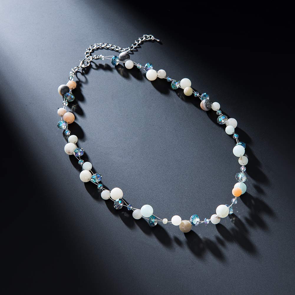 Turquoise Beaded Necklace for Women - Elegant Pearl & Crystal Bead Fashion Jewelry, Perfect Birthday Gift for Her | Boho Chic Accessory for Parties, Weddings & Everyday Wear