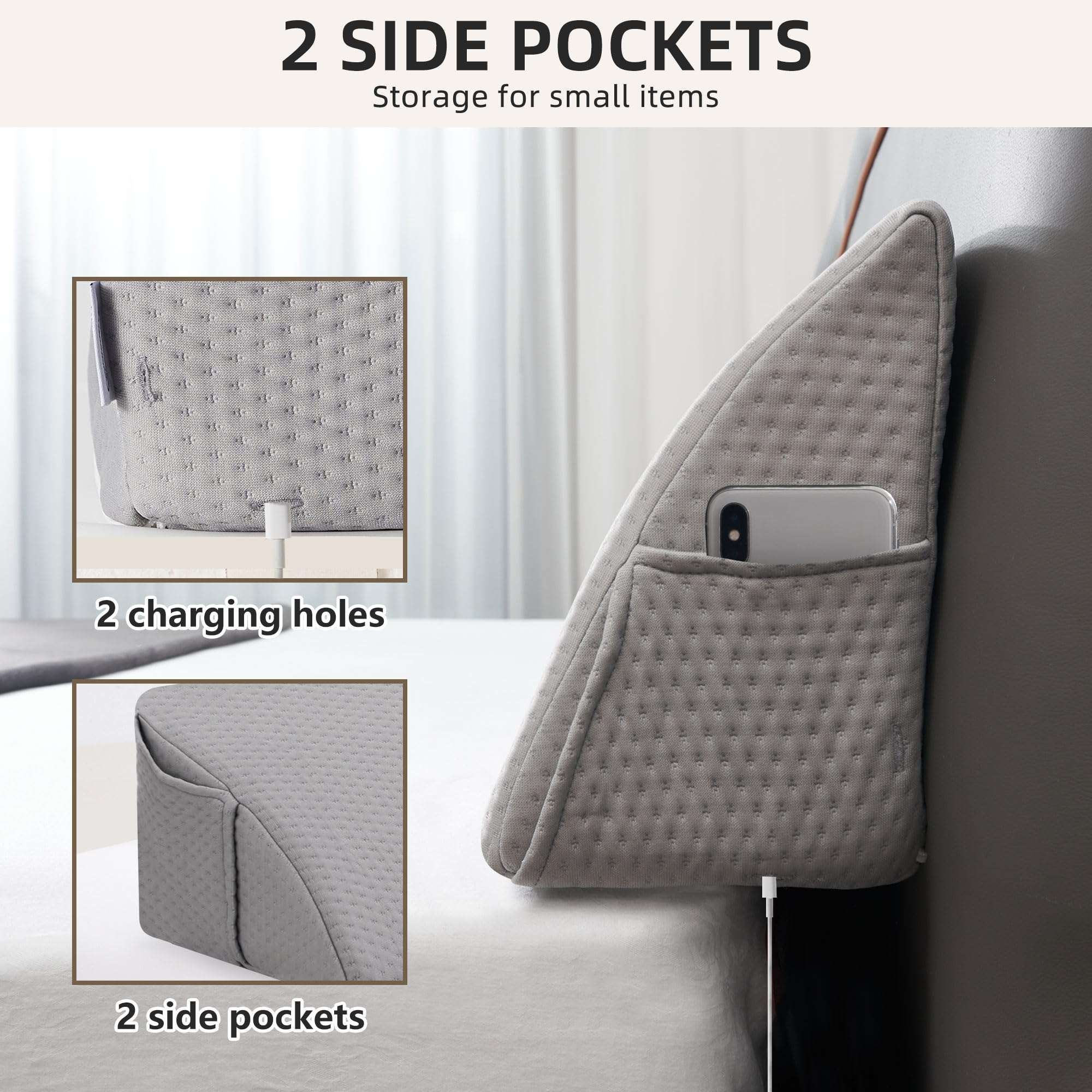 **Queen Size Bed Wedge Pillow - Headboard Gap Filler (0-8
