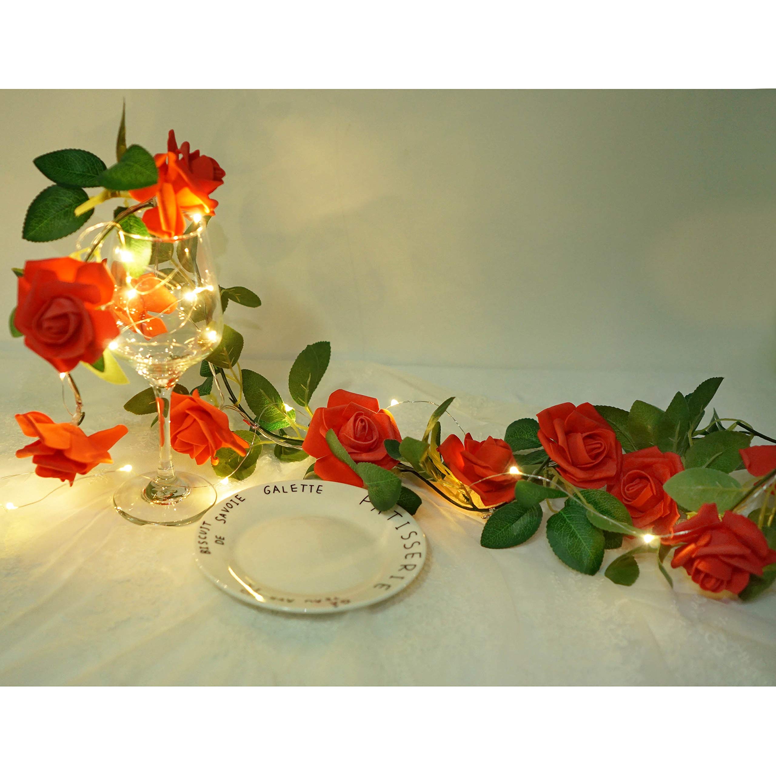 Battery/USB Powered Rose String Lights with Remote - Waterproof Fairy Lights for Bedroom, Christmas, Wedding, Party Decor (Red, 3.3ft) | Romantic Ambiance & Holiday Lighting