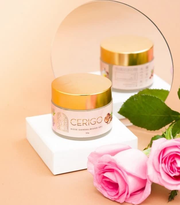 CERIGO Rose Sandalwood Gel 50g - Natural Moisturizing Hand & Body Cream for Dry Skin - Perfect for Spa, Massage & Daily Skincare Routine
