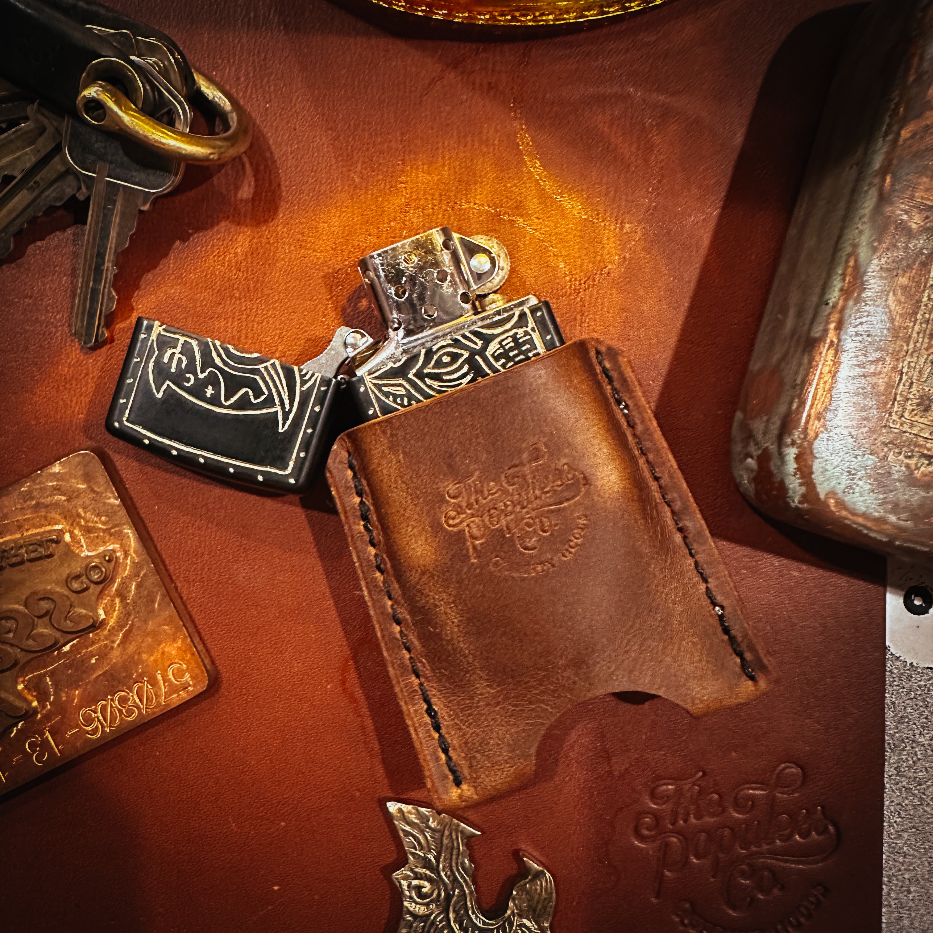 BROOKHAYL x POPULESS Limited Edition Hand Engraved Zippo® Lighter 008 Black Matte - Perfect for Collectors, Gifts & Outdoor Adventures