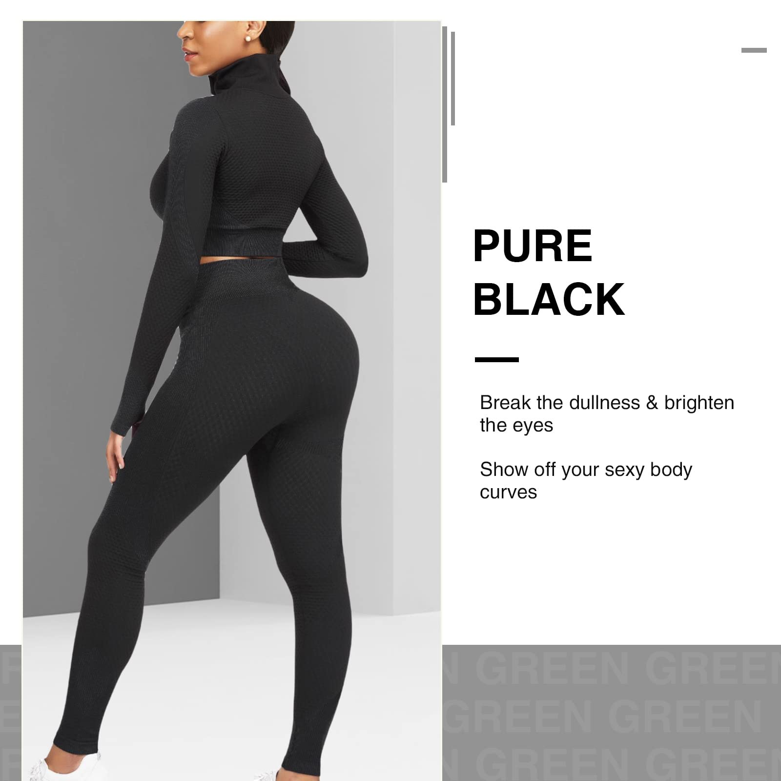 JOYMODE Women's 2-Piece Workout Set - Long Sleeve Crop Top & High Waist Leggings for Yoga, Gym & Running | Comfortable Fitness Outfit for Women