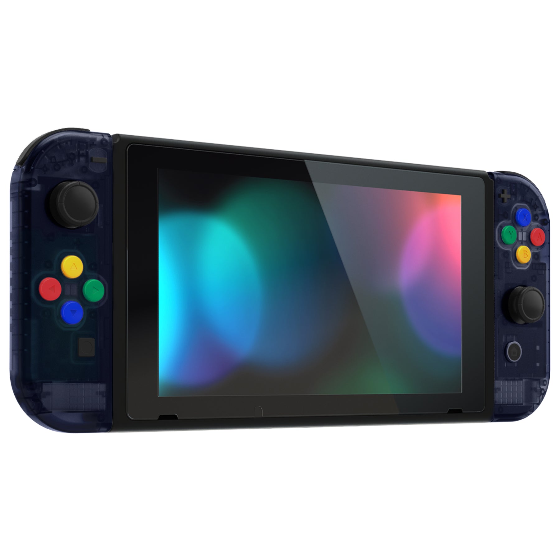 eXtremeRate Clear Deep Ocean Blue Back Plate Replacement Shell for Nintendo Switch & Joy-Con Controllers - Full Set Buttons Included - DIY Customization for Gaming Enthusiasts | Perfect for Console Modding and Controller Upgrades