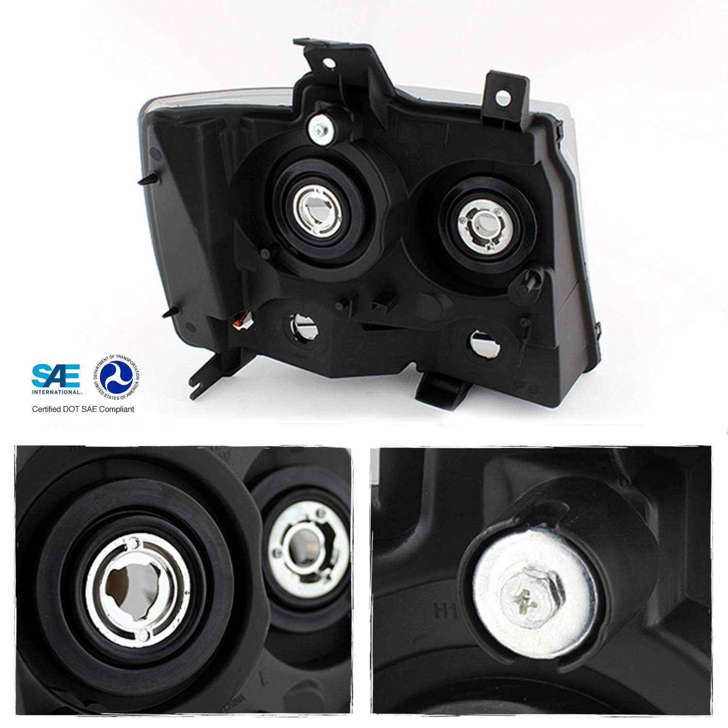AKKON Black & Clear Lens Headlight + Smoked Bumper Fog Lights Kit for 2007-2014 Chevy Suburban Tahoe Avalanche - Upgrade Your Vehicle Lighting for Night Driving & Off-Road Adventures