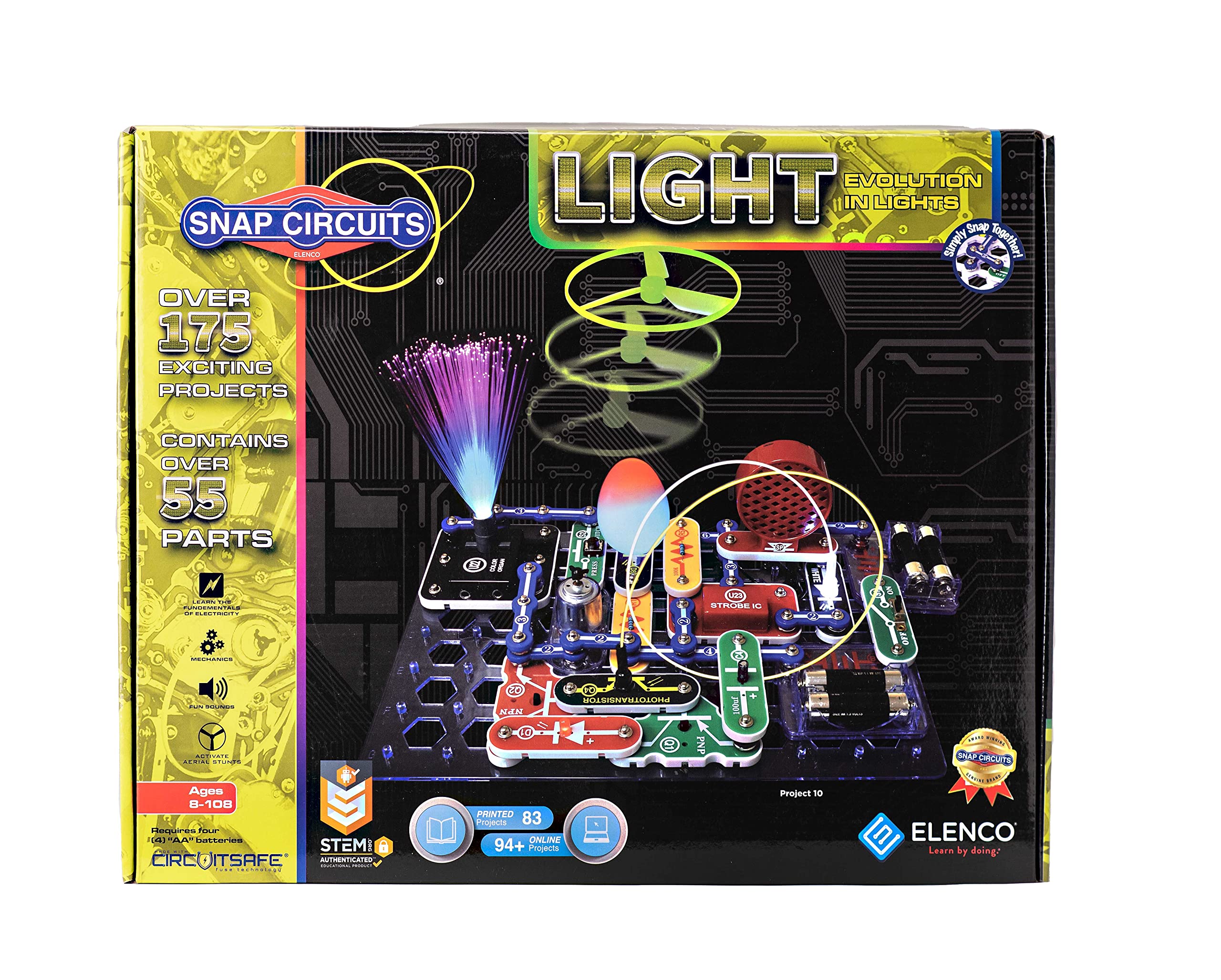Snap Circuits LIGHT Electronics Exploration Kit - 175+ STEM Projects for Kids Ages 8+ | Educational Science Toy with Color Manual & 55+ Parts | Perfect for Homeschooling, Classroom Learning & Science Fairs