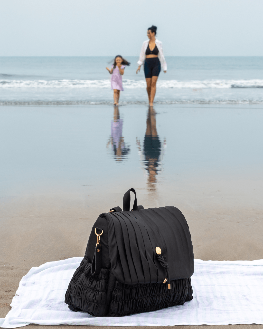 Premium Black Dune Diaper Bag - Large Waterproof Baby Tote with Insulated Pockets for Moms & Dads - Perfect for Travel, Daycare & Family Outings
