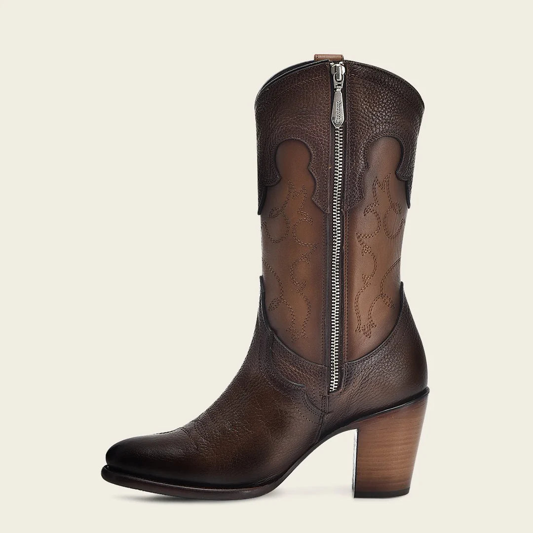 4V00RS Women's Western Cowgirl Leather Boots - Genuine Leather, Comfortable & Stylish for Country Dancing, Rodeo, and Everyday Wear