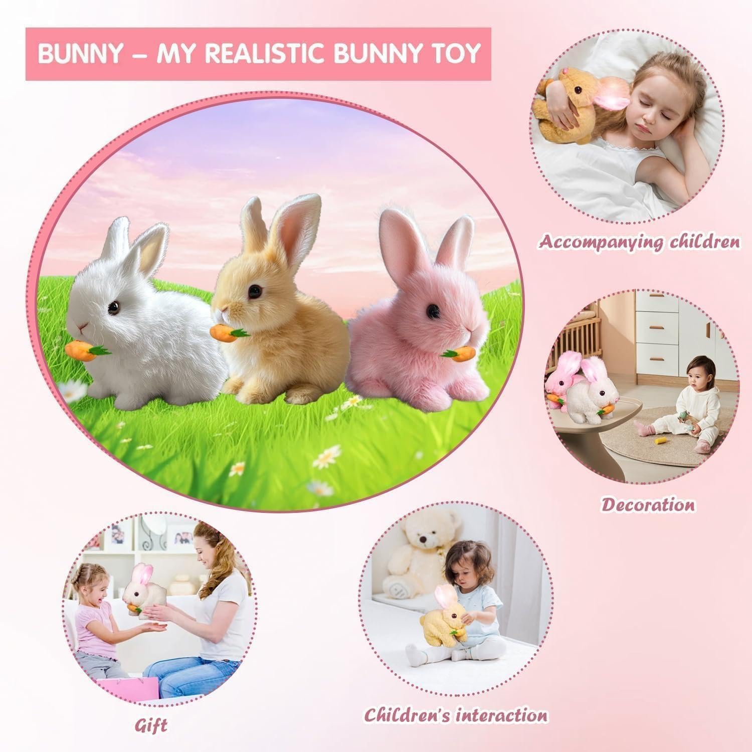 Interactive Electronic Bunny Toys - Walking & Talking Plush Stuffed Rabbits (3 Pack) - Easter Gifts, Educational Toys for Kids, Perfect for Playtime, Learning & Easter Celebrations