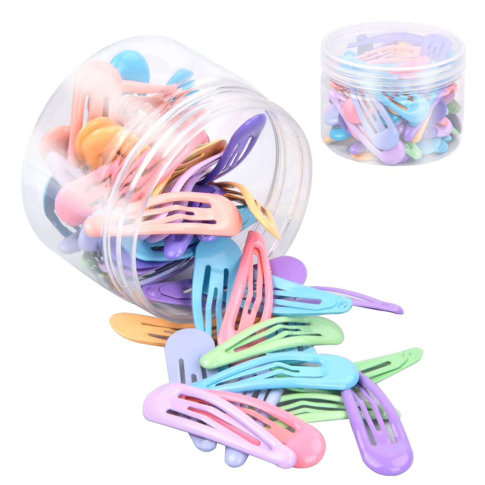 Suchkawe 60 PCS 5cm Snap Hair Clips - Non-Slip Metal Barrettes for Girls, Toddlers & Kids (10 Candy Colors) - Perfect for School, Parties & Daily Hairstyles
