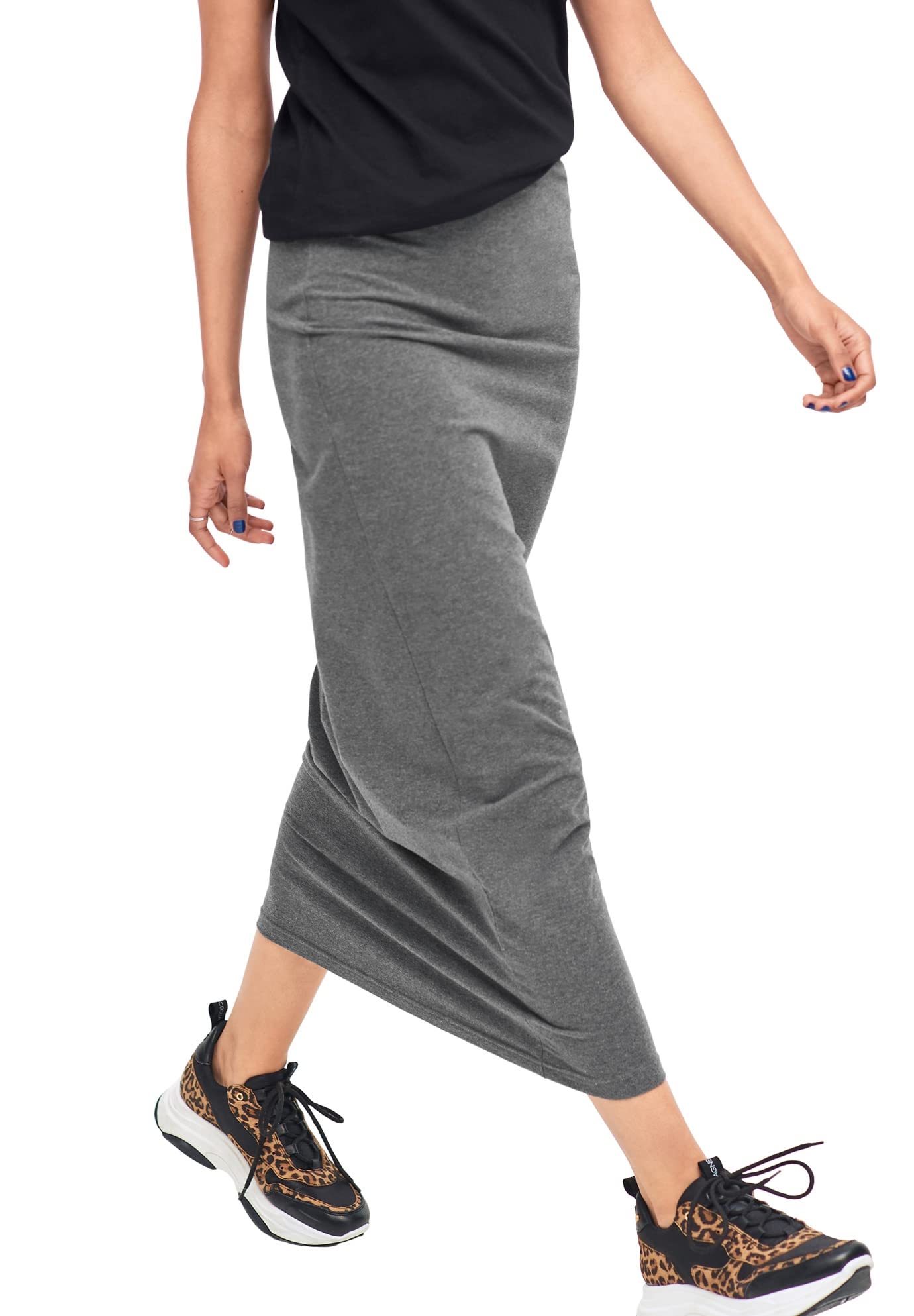 Ellos Women's Plus Size Knit Maxi Skirt - Stretchy Comfortable Long Flowy Skirt for Casual Wear, Beach & Summer Outfits | Available in Sizes 1X-5X