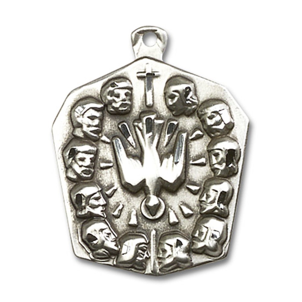 Bonyak Sterling Silver Saint Medal Pendant - 1.25 x 1 Inch Apostle Necklace with Heavy Curb Chain | Religious Jewelry for Women & Men, Baptism Gift, Catholic Faith Accessory