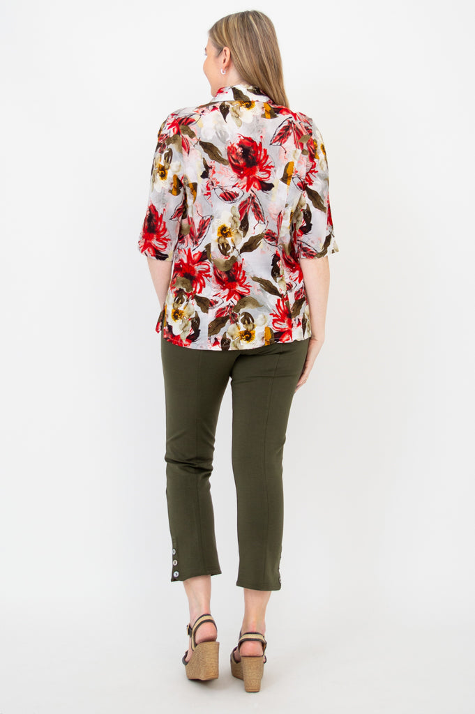 Lorine Blouse - Floral Print Youth Top, Soft Linen Bamboo Blend, Perfect for Spring Outfits & Casual Wear