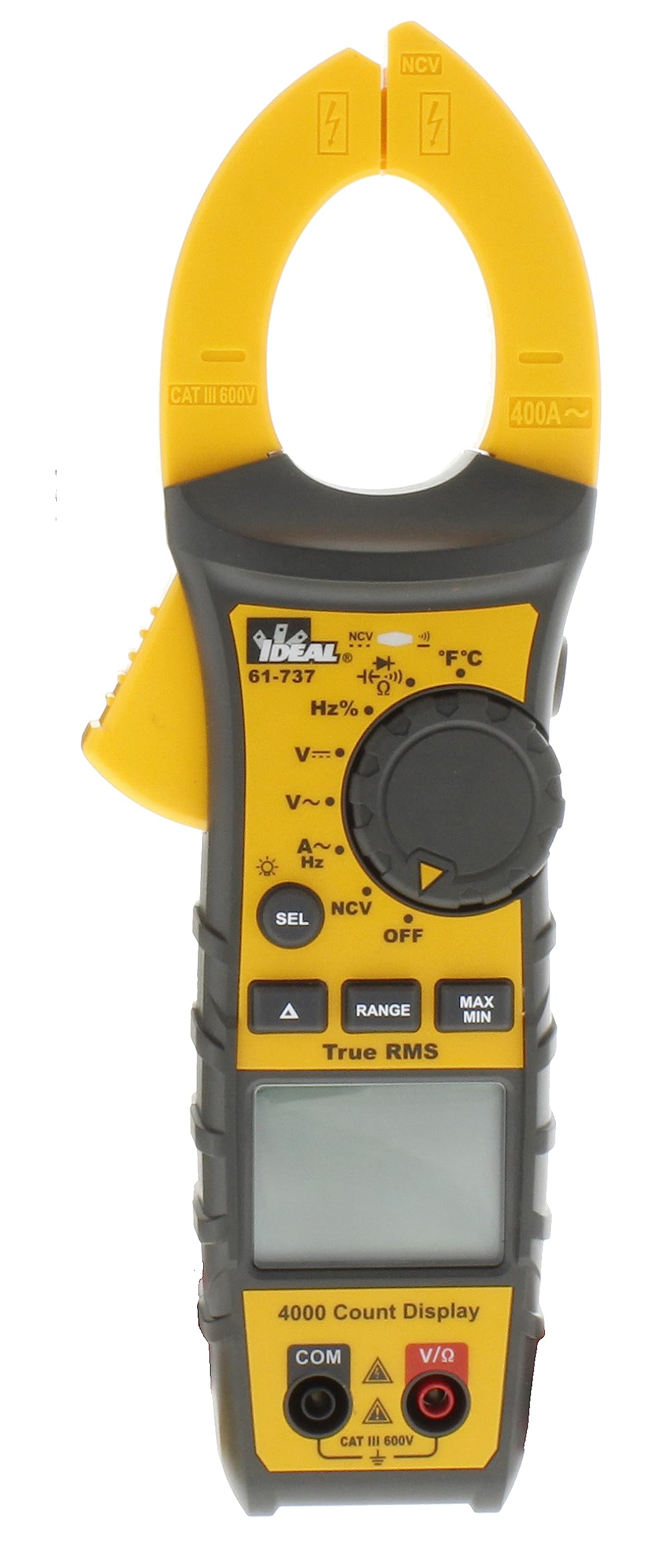 IDEAL INDUSTRIES INC. 61-737 Digital AC Clamp Meter 400 Amp 600V - Professional Electrical Tester for HVAC, Automotive & Industrial Use