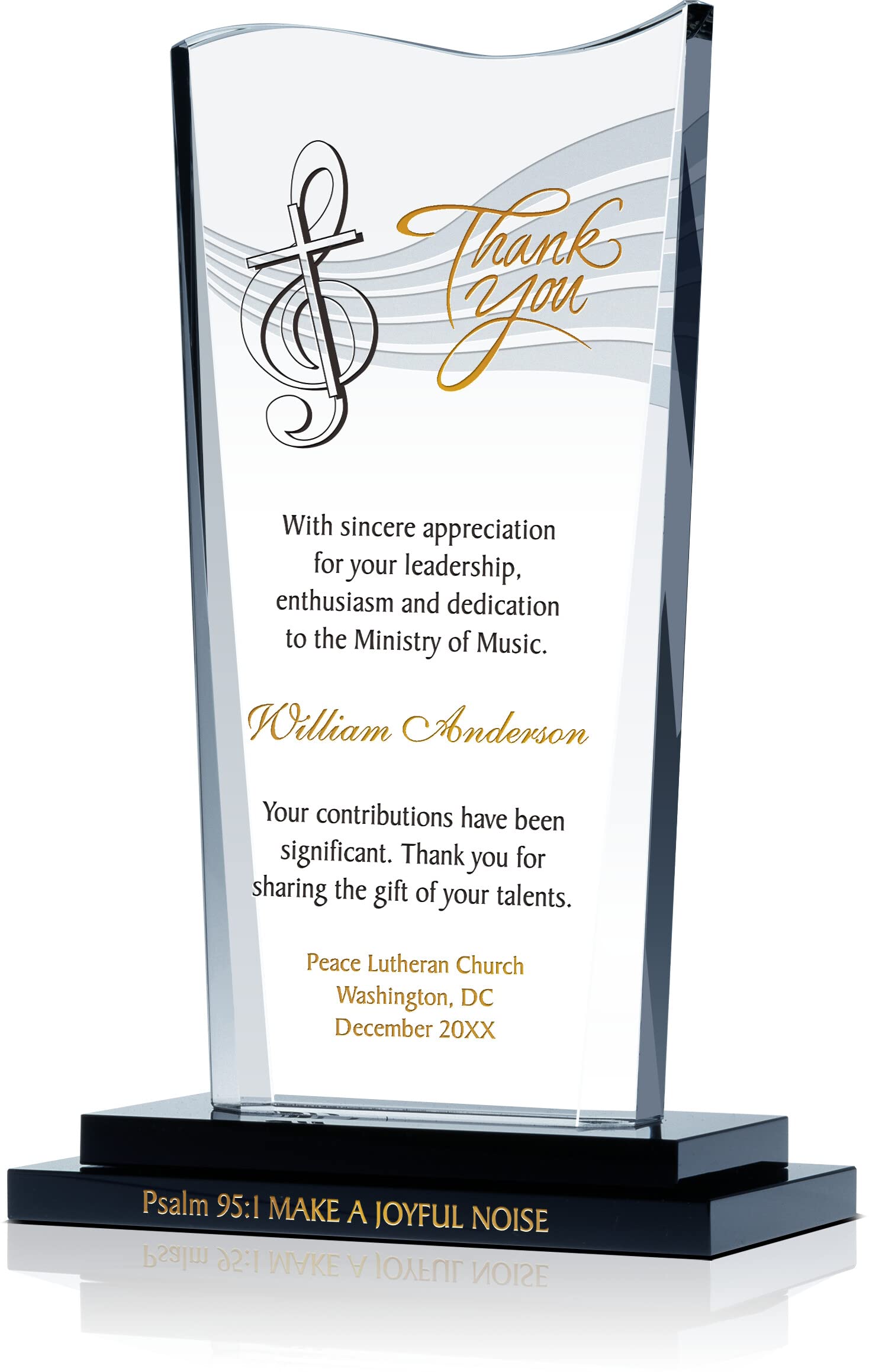 Custom Engraved Crystal Church Musician Retirement Plaque - Personalized with Name & Church - Unique Farewell Gift for Music Ministers, Choir Directors, Organists & Pianists (9 Inch) - Perfect for Retirement Ceremonies, Appreciation Events & Church Milestones