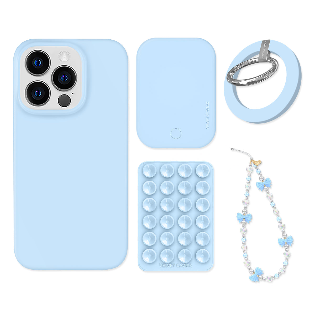 Cotton Candy Blue iPhone Case with Grip - Shockproof Protective Cover for iPhone 13/14/15 - Cute Aesthetic Phone Accessories for Women & Girls - Perfect for Daily Use, Travel, and Selfies