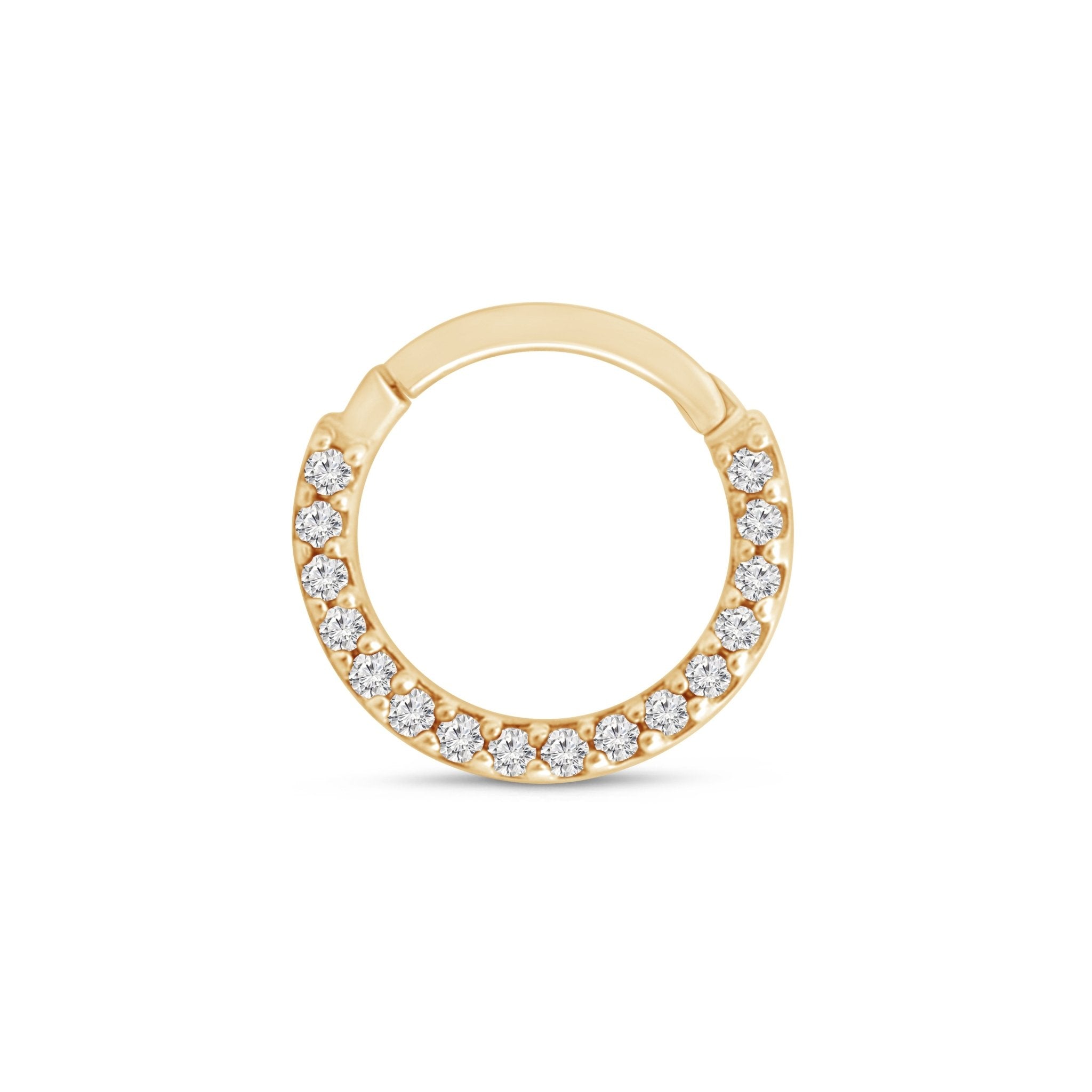 14K Yellow Gold Gemstone Studded Clicker Hoop Earrings for Women - Elegant & Hypoallergenic Jewelry for Parties, Weddings & Everyday Wear