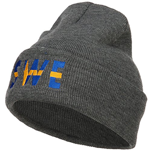 Sweden Flag Embroidered Long Beanie - Warm Winter Knit Hat for Men & Women - Perfect for Skiing, Snowboarding & Outdoor Activities