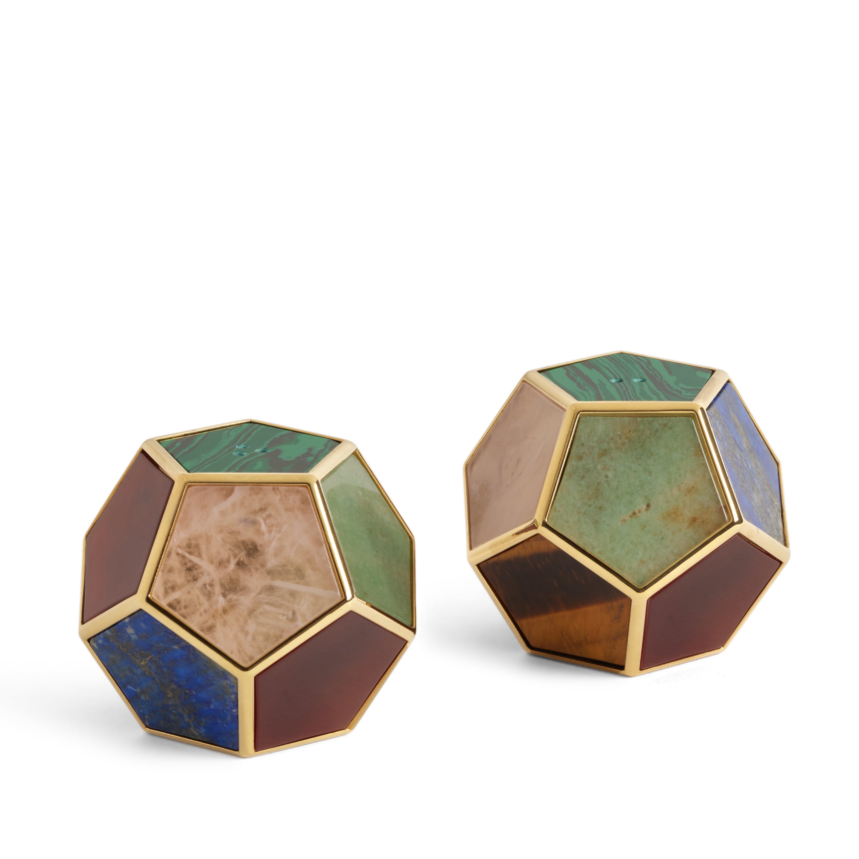 Pentagon Spice Jewels - Multistone & 24k Gold Earrings Set of 2 | Elegant Statement Jewelry for Parties, Weddings & Special Occasions