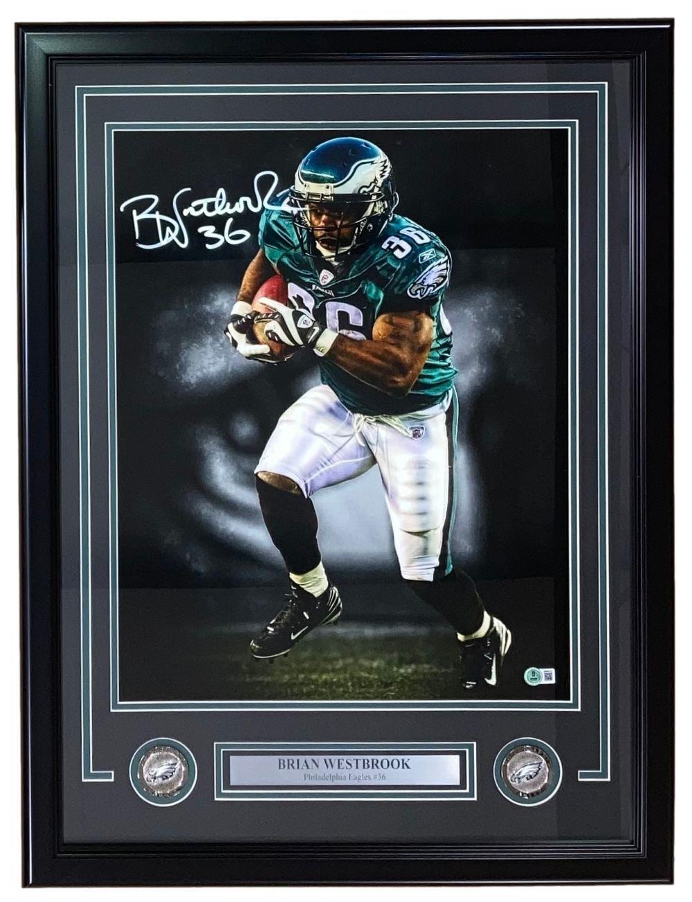 Brian Westbrook Autographed Framed 16x20 Philadelphia Eagles Photo with COA - Perfect for Eagles Fans, Sports Memorabilia Collectors & Man Cave Decor