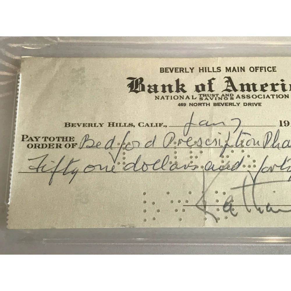 Authentic Katharine Hepburn Signed Check with PSA/DNA COA - Rare Autograph from The Philadelphia Story - Perfect for Collectors, Movie Memorabilia & Vintage Hollywood Fans