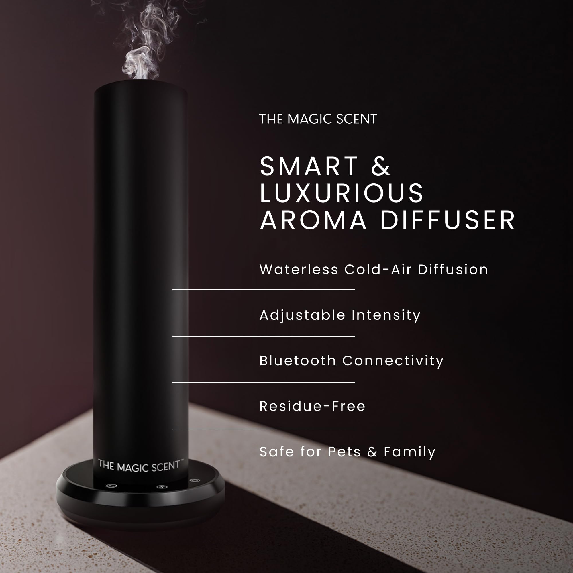 Premium Bluetooth Essential Oil Diffuser - Smart Ultra-Quiet Aromatherapy Device for Home, Office & Hotel - Waterless Cold-Air Technology with Programmable Timer - Includes Free Aroma Oils (Perfect for Relaxation, Yoga, Spa & Sleep Therapy)