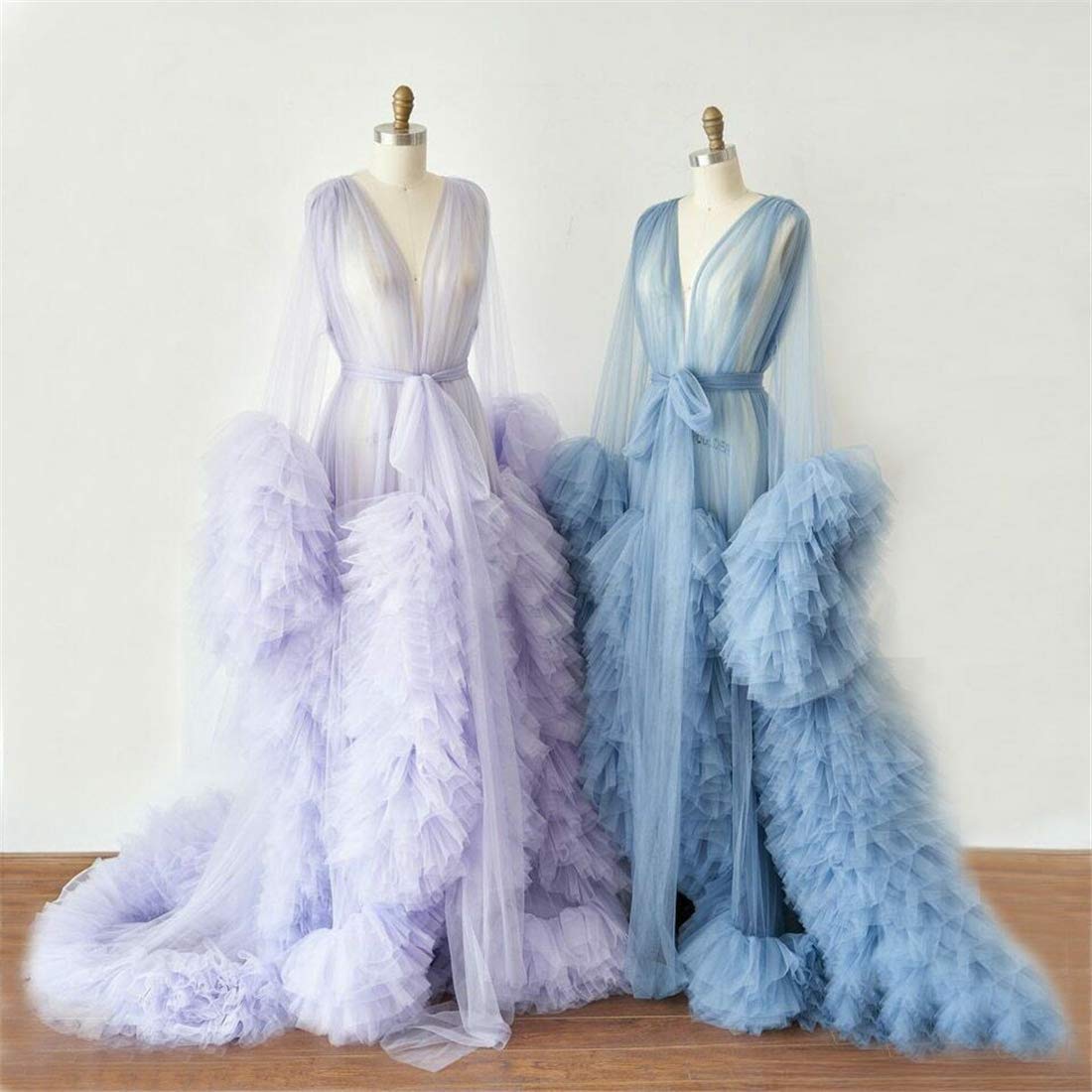Elegant Women's Tulle Kimono Robe - Soft Maternity Bathrobe for Pregnancy Photoshoot & Bridal Shower - Perfect for Baby Shower, Boudoir Photography and Special Occasions