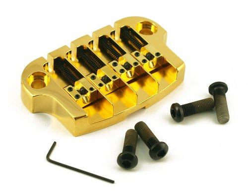 Hipshot Aluminum SuperTone 3-Point 4-String Bass Bridge in Gold - Premium Upgrade for Enhanced Tone & Sustain - Perfect for Jazz, Rock & Studio Recording