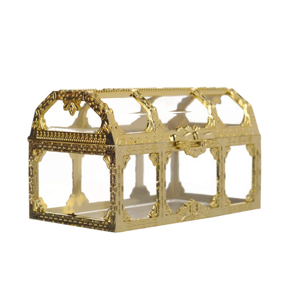 Amosfun Clear Plastic Candy Box - Treasure Chest Shaped Chocolate Container for Wedding, Bridal Shower & Party Favors | Decorative Gift Packaging for Sweets, Jewelry & Small Treasures