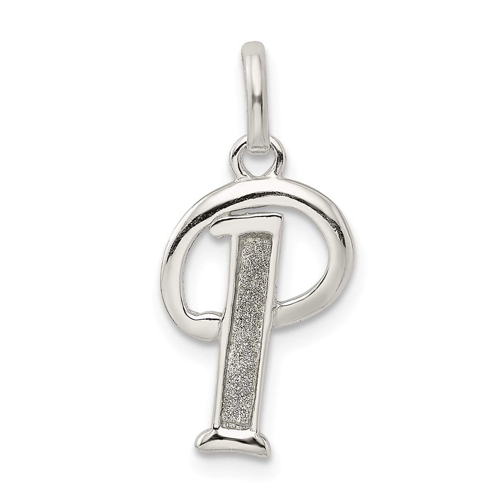 Sterling Silver Polished Glitter Enamel Letter 