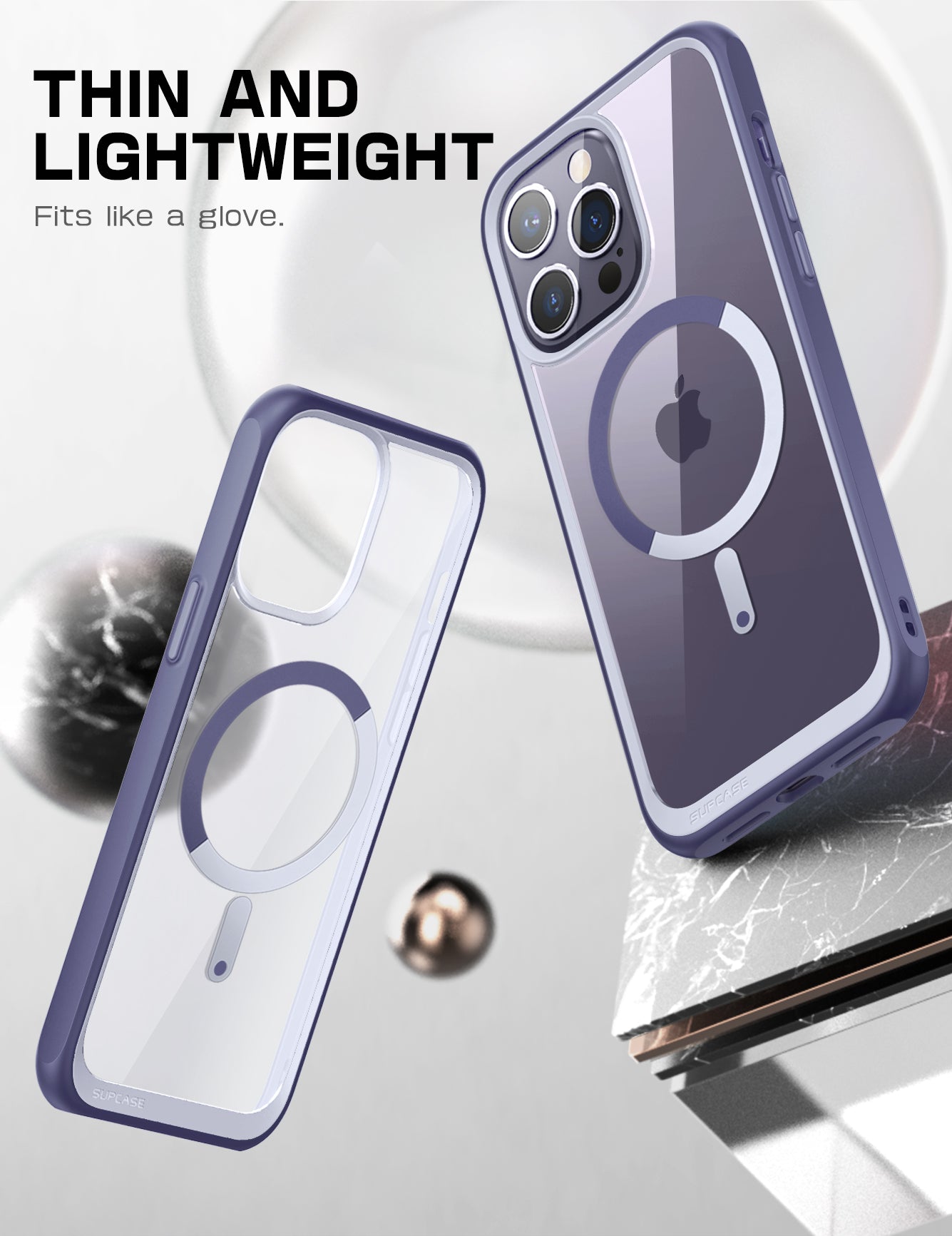 iPhone 14 Pro Max 6.7 Inch Unicorn Beetle MAG Slim Clear MagSafe Case - Shockproof Protective Cover with Magnetic Alignment (Deep Purple) | Perfect for Daily Use, Travel & Wireless Charging