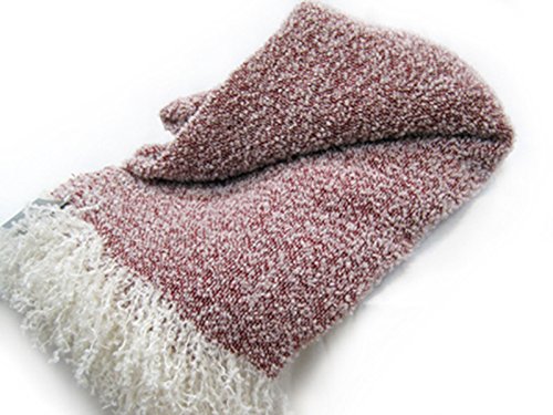 Alpaca Wool & Angora Mohair Throw Blanket - All Natural Soft Luxurious Blend - Cozy Winter Snow Blanket for Couch, Bed, Sofa - Perfect Gift for Christmas & Home Decor (Red)