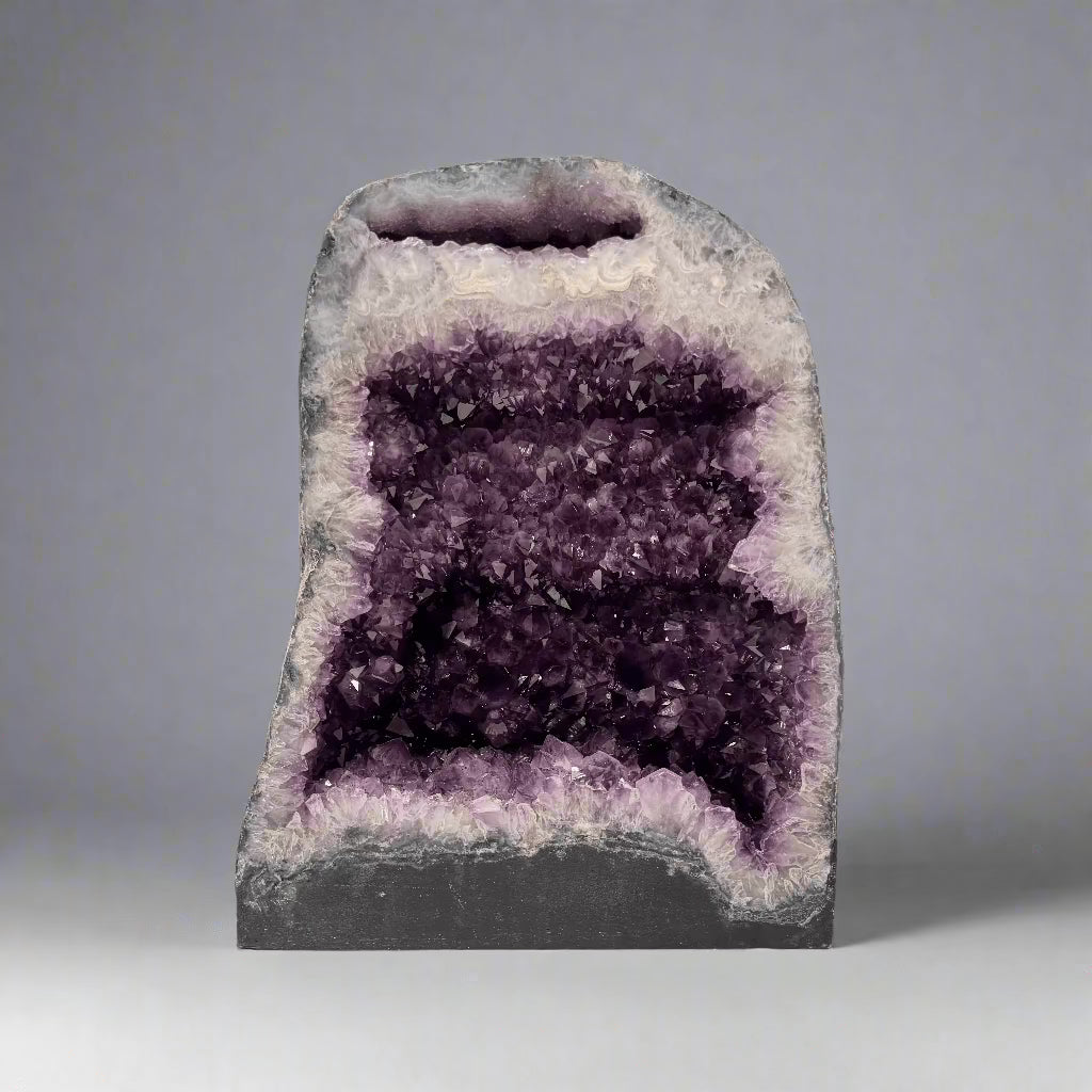 Natural Brazilian Amethyst Geode Cathedral - 17 to 84 lbs | Large Healing Crystal Cluster for Home Decor, Meditation & Spiritual Gifts
