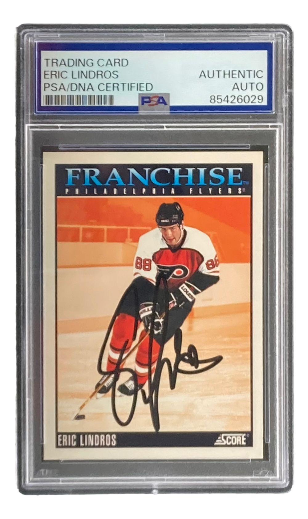 Eric Lindros Autographed 1992 Score #432 Philadelphia Flyers Rookie Hockey Card - PSA Certified 8.5 (85426029) - Perfect for NHL Memorabilia Collections & Sports Fan Gifts