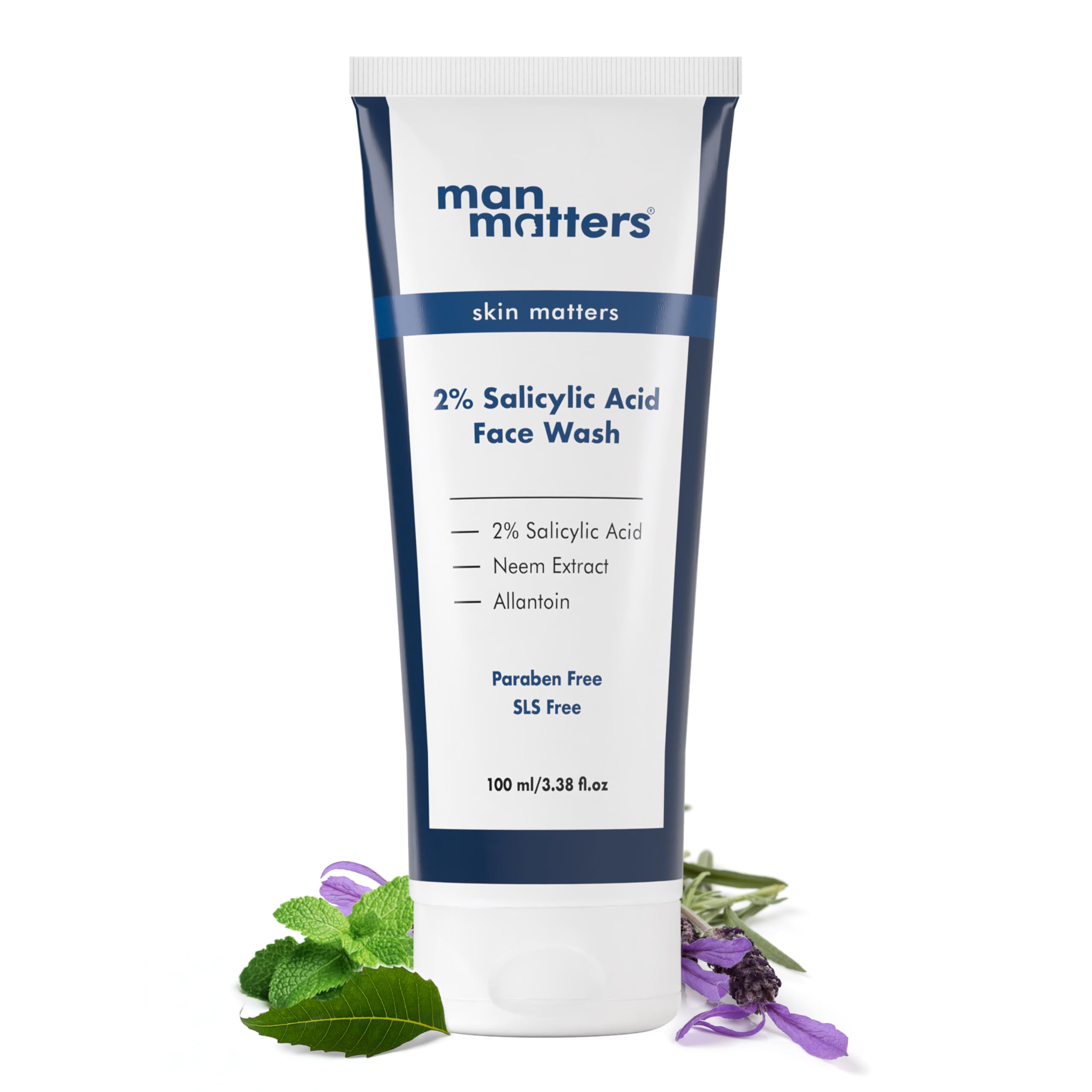 Man Matters Clear 2% Salicylic Acid Face Wash for Men - Acne Treatment, Dark Spot Remover & Oil Control | With Salicylic Acid, Neem Extract & Menthol | 100ml | Daily Skincare for Oily & Acne-Prone Skin