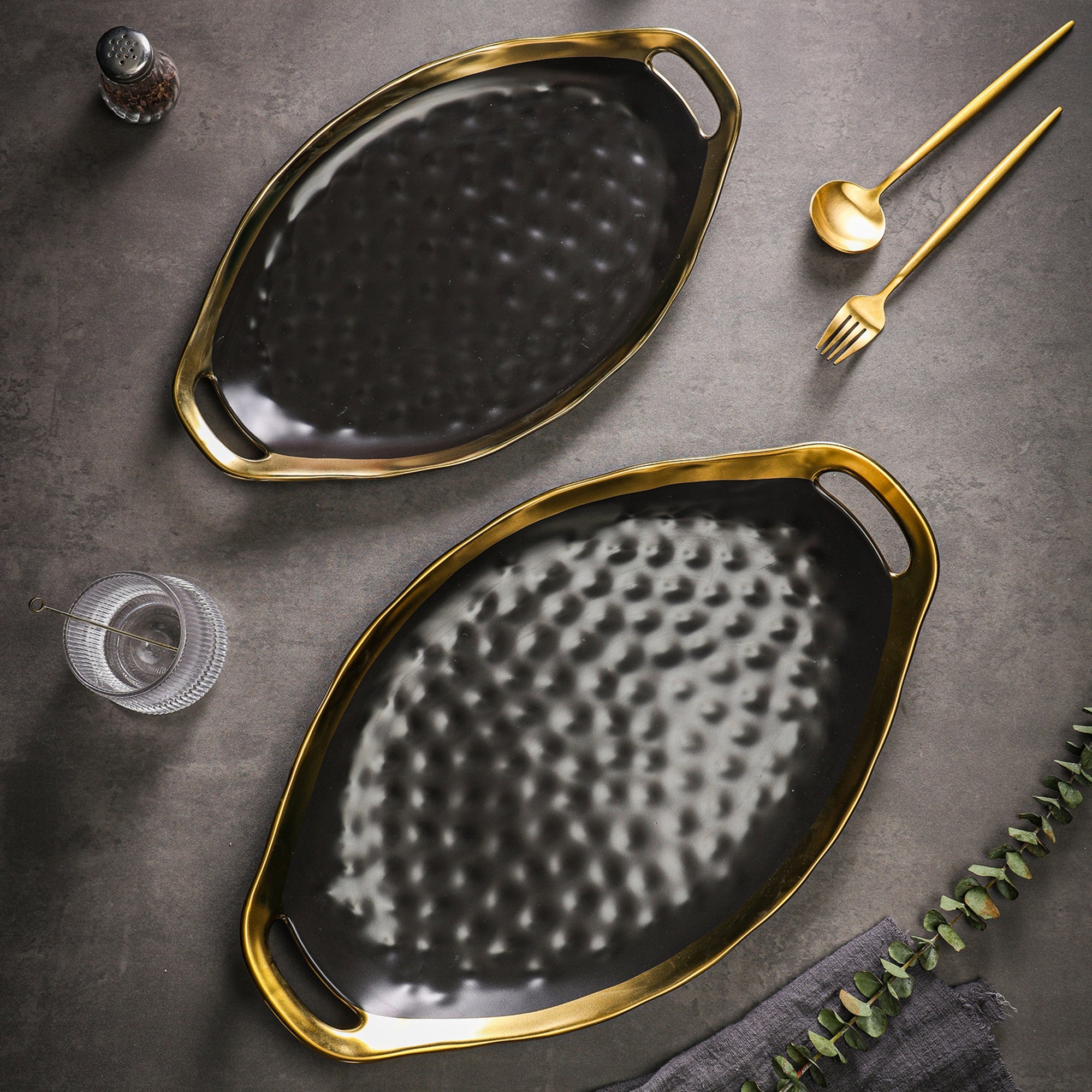 Premium Florian Porcelain Dinner Plates Set - Elegant Black Service Dishes for Fine Dining, Wedding & Formal Events - 12-Piece Porcelain Tableware Set