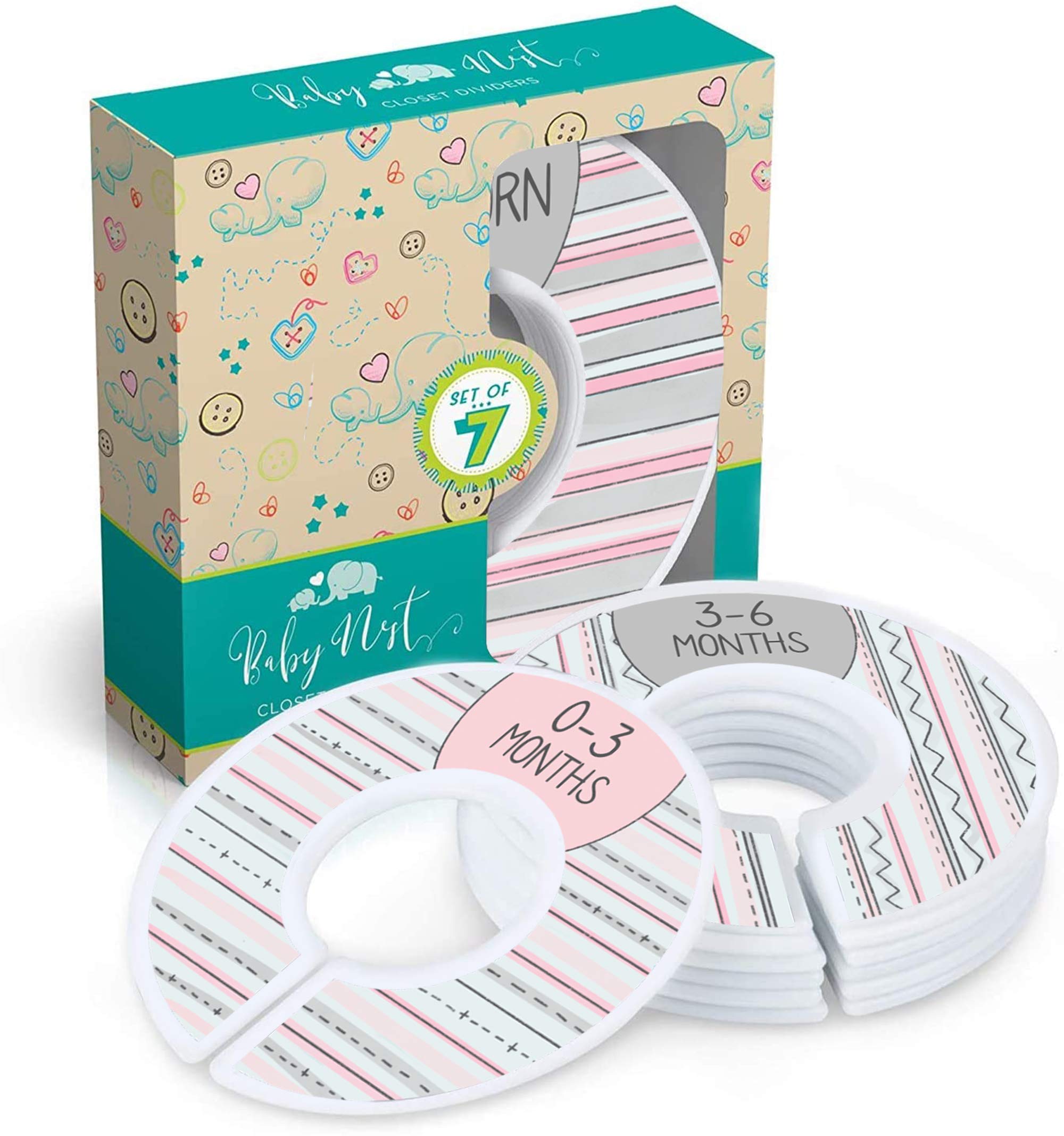 Baby Closet Dividers - 7-Pack Nursery Organizer for Newborn to 24 Months | Boho Style Clothing Size & Age Dividers | Perfect for Baby Wardrobe Organization & Nursery Storage