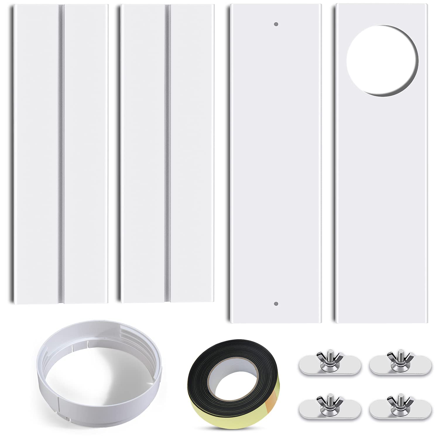 SIKADEER 5.9 Inch Sliding Door Seal Kit for Portable Air Conditioner - Adjustable Exhaust Hose Vent Kit (Up to 90 Inch) with PVC Coupler - Perfect for Window AC Units in Apartments, Dorms & RVs