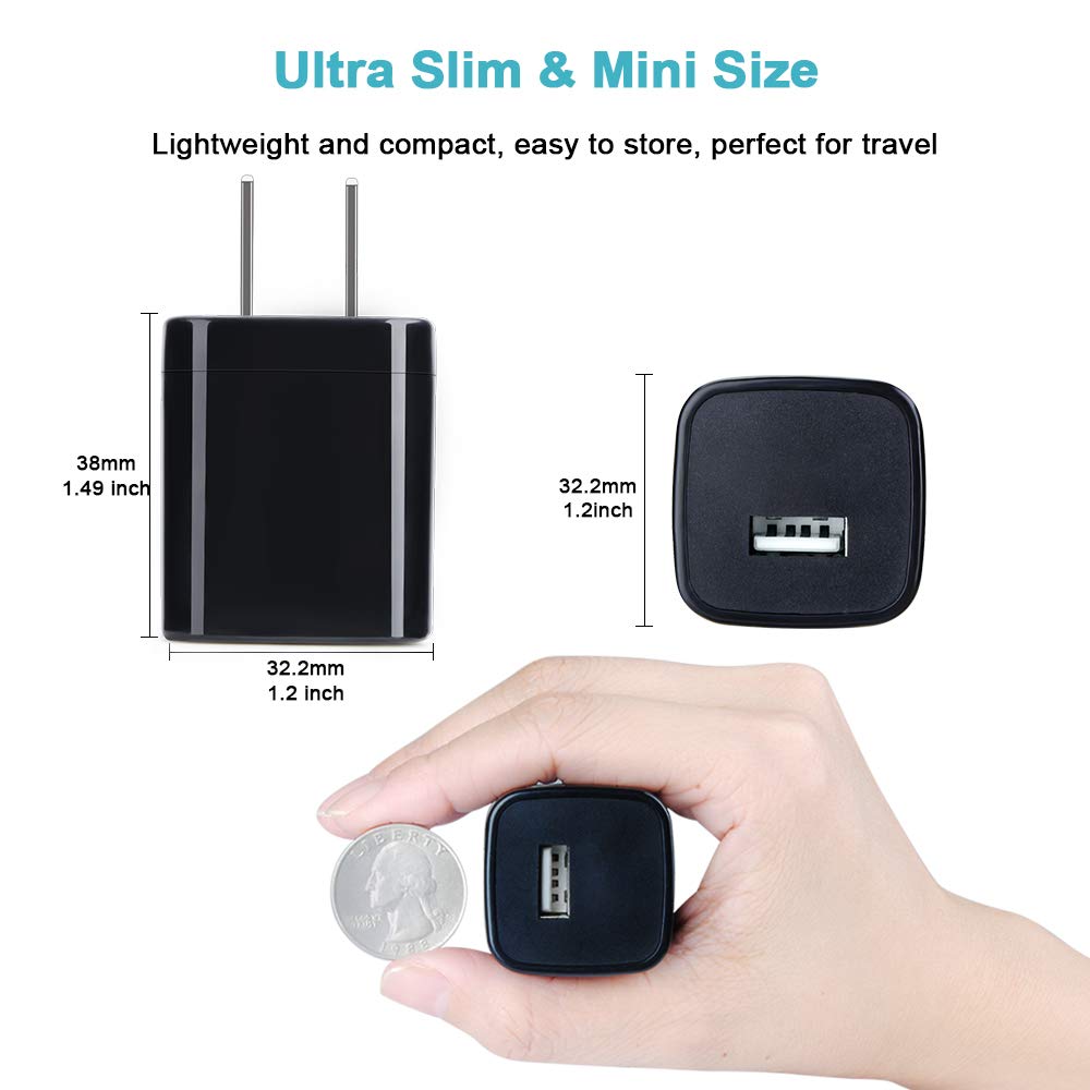 3-Pack USB Wall Charger Block - 5V/1A Single Port Fast Charging Cube for iPhone 15/14/13/12/11 Pro Max/SE/XR/XS/X/8/7/6/6S, iPad, Samsung Galaxy S24/S23/A15/A14, Google Pixel 8, Moto - Perfect for Home, Office & Travel Charging