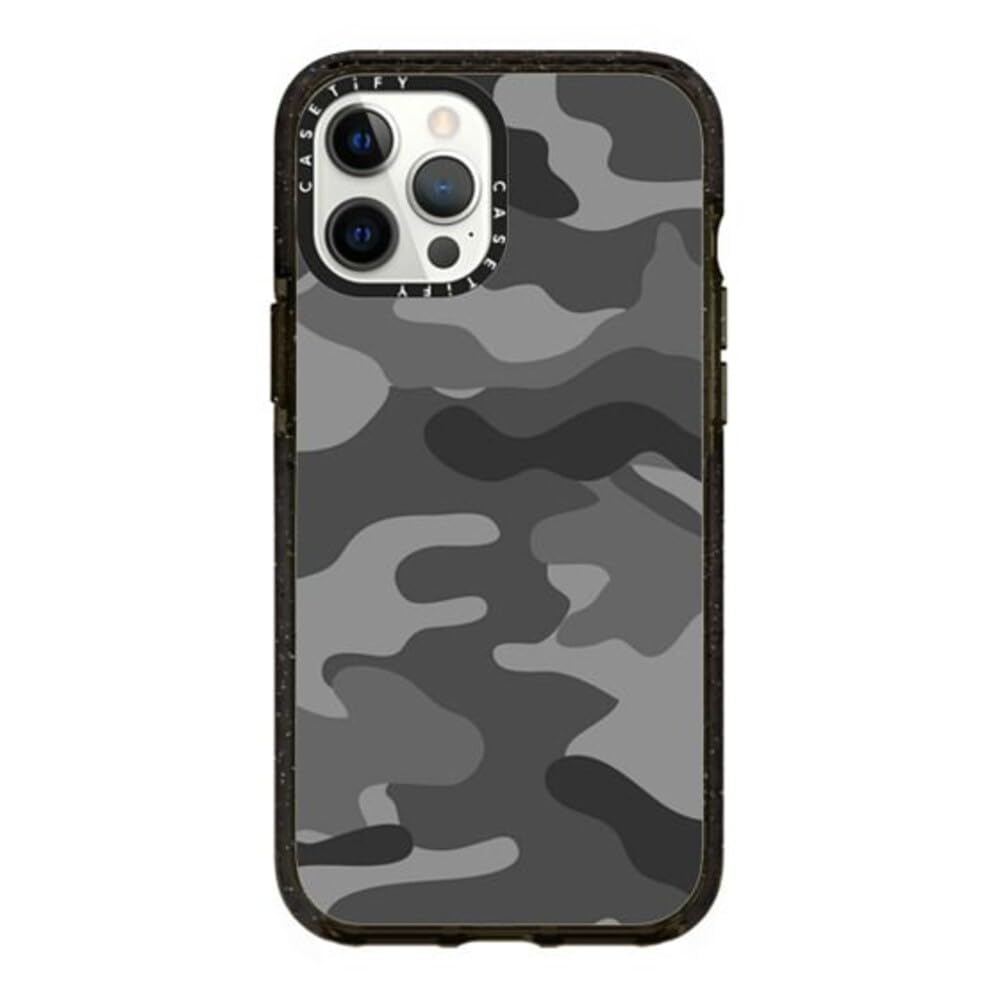 CASETiFY Impact Case for iPhone 12 Pro Max - Camo Grey & Clear Black - Shockproof Protective Phone Cover - Perfect for Outdoor Adventures & Daily Use